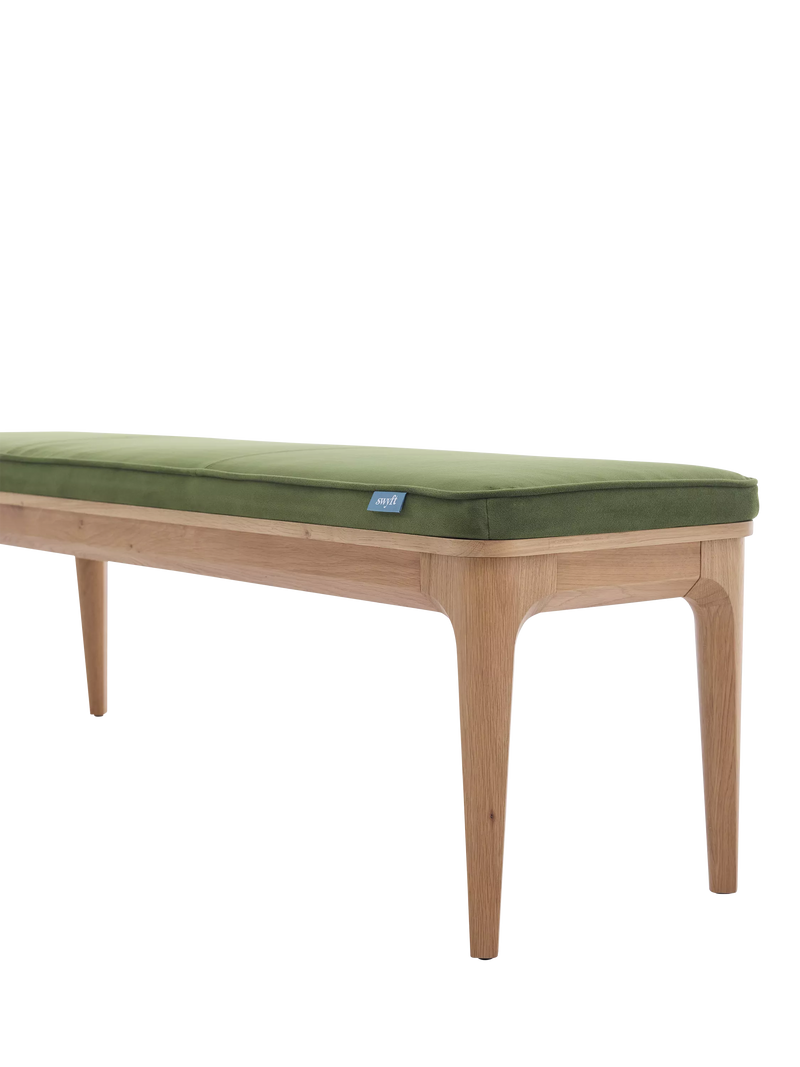 Swyft Model 01 dining bench in Oak/Velvet Vine (British brand)