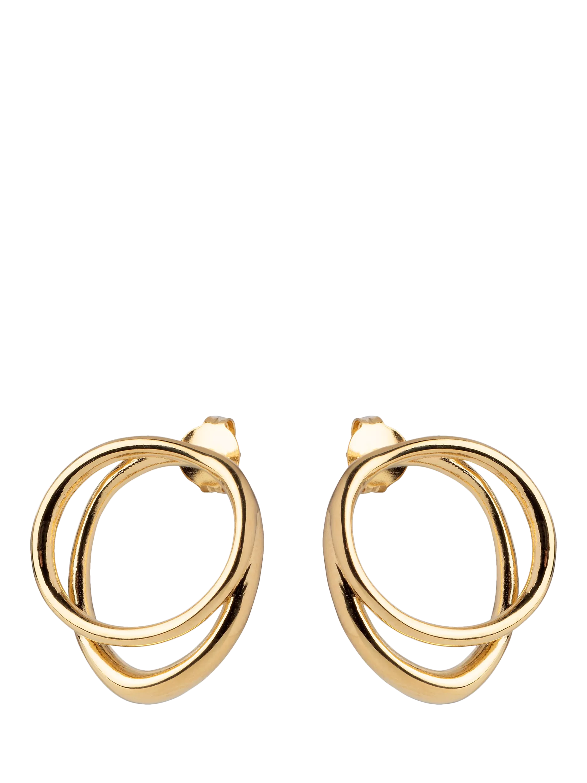 ENAMEL Copenhagen double circle stud earrings, yellow gold plated - British product