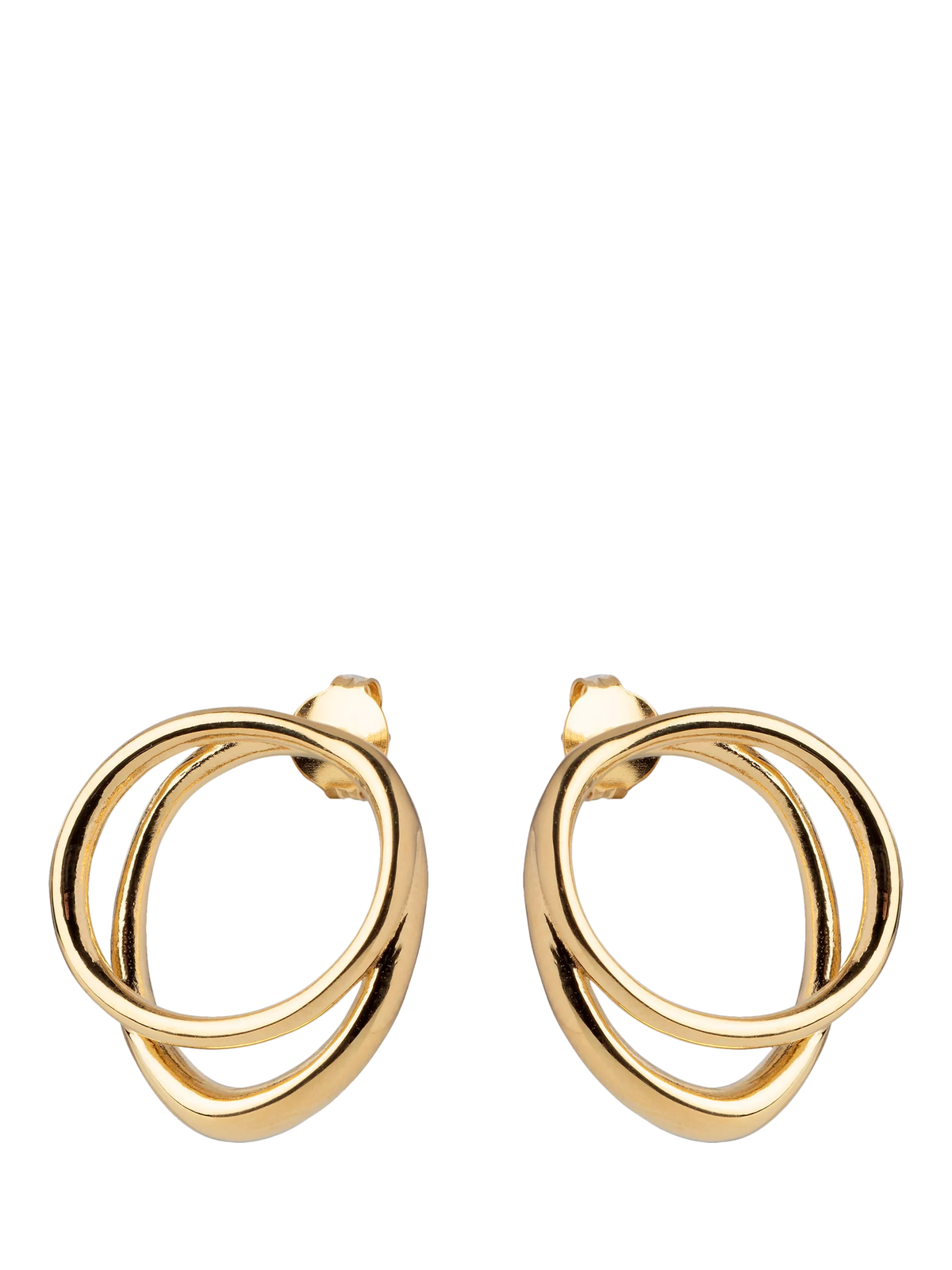 ENAMEL Copenhagen double circle stud earrings, yellow gold plated - British product