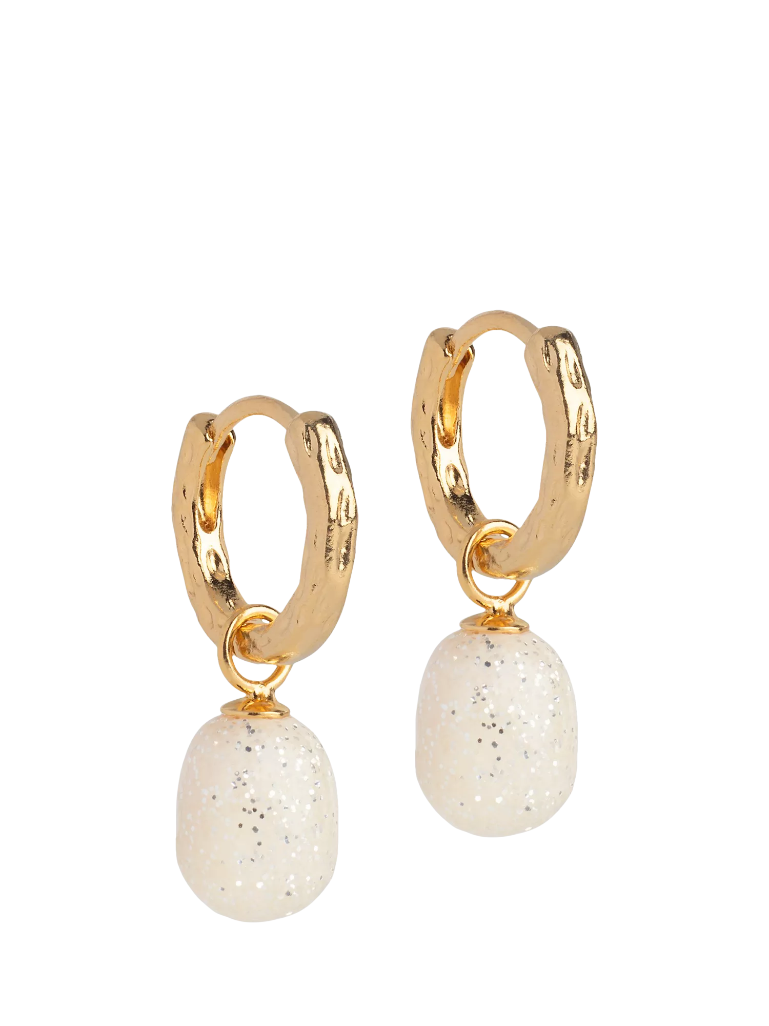 ENAMEL Copenhagen yellow gold hoop earrings with enamel drop (British brand)