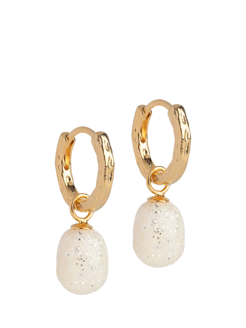 ENAMEL Copenhagen yellow gold hoop earrings with enamel drop (British brand)