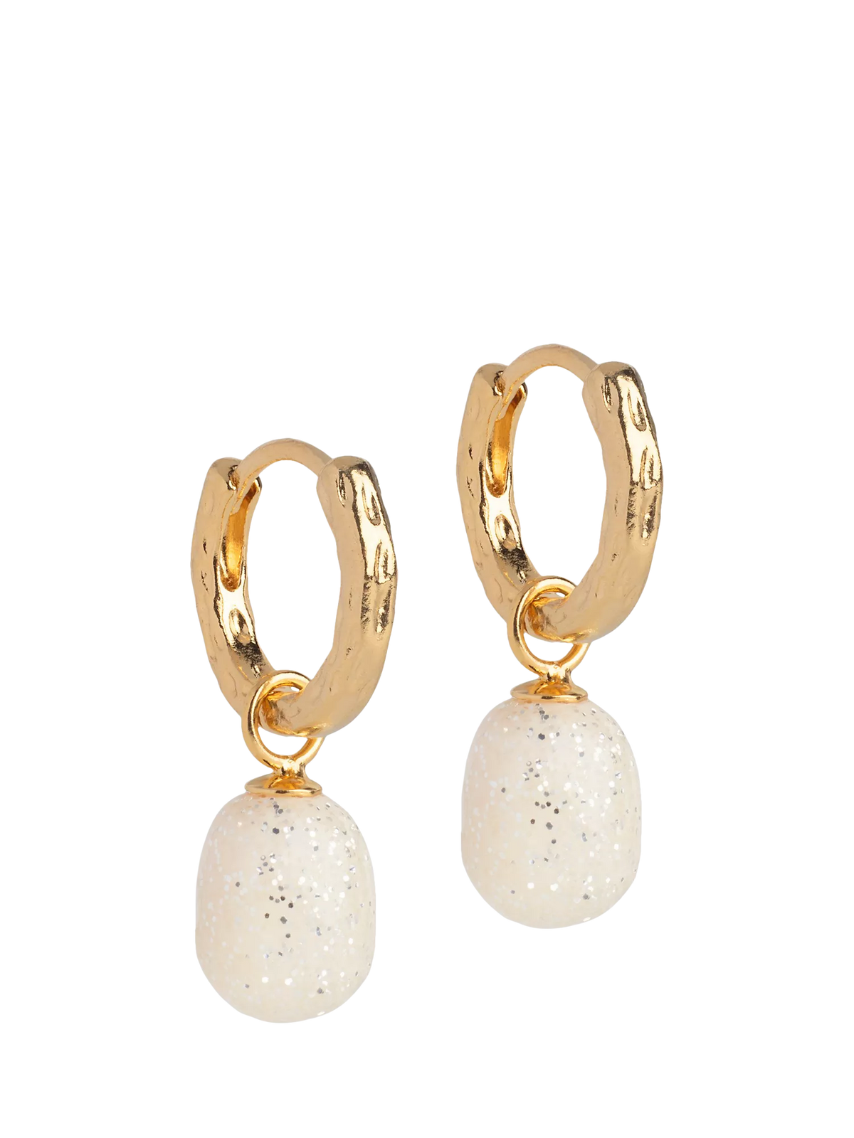 ENAMEL Copenhagen yellow gold hoop earrings with enamel drop (British brand)