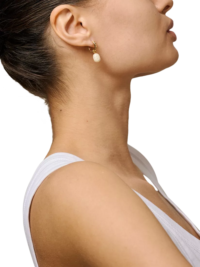 ENAMEL Copenhagen yellow gold hoop earrings with enamel drop (British brand)