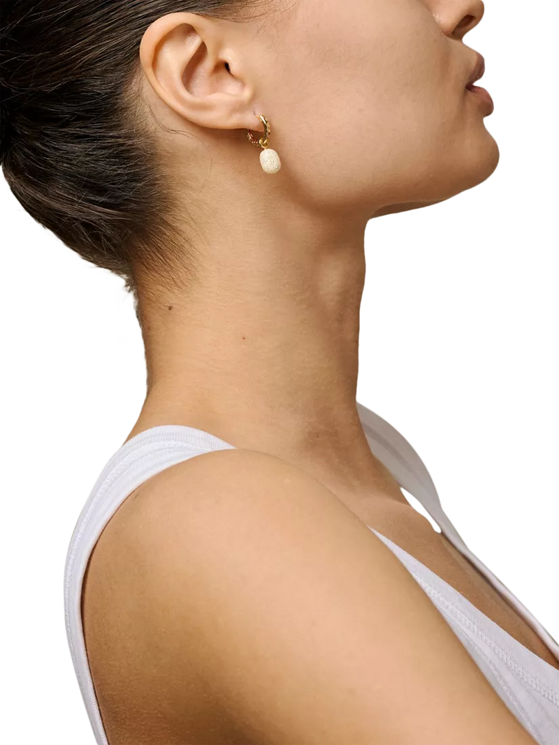 ENAMEL Copenhagen yellow gold hoop earrings with enamel drop (British brand)