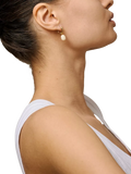 ENAMEL Copenhagen yellow gold hoop earrings with enamel drop (British brand)