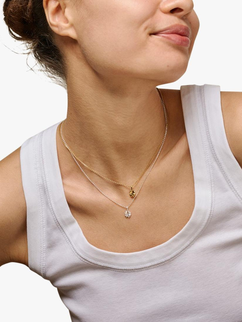 ENAMEL Copenhagen clover pendant necklace yellow gold 45cm, imported from the UK