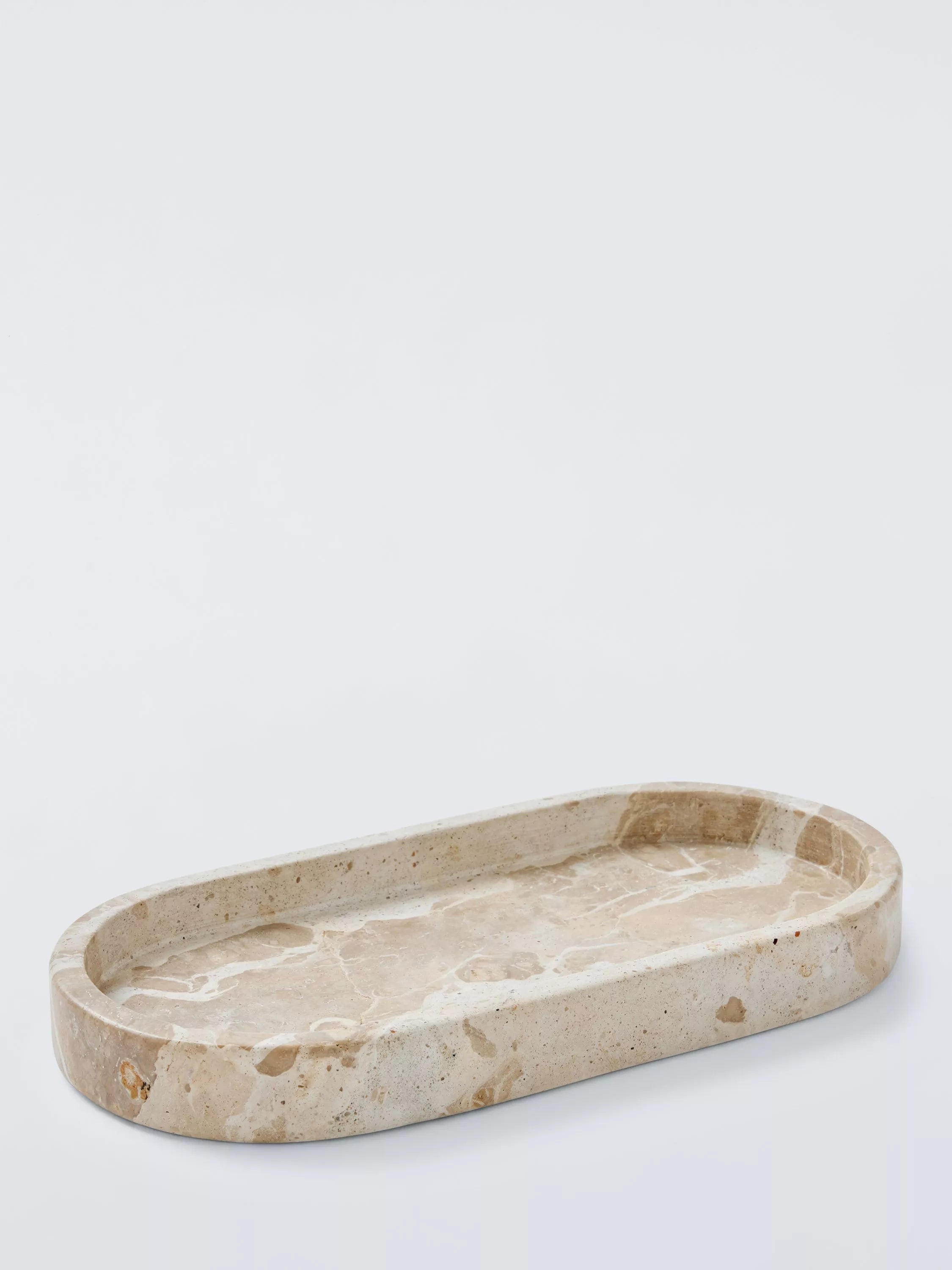 John Lewis Oval Marble Bathroom Accessories Tray, Natural