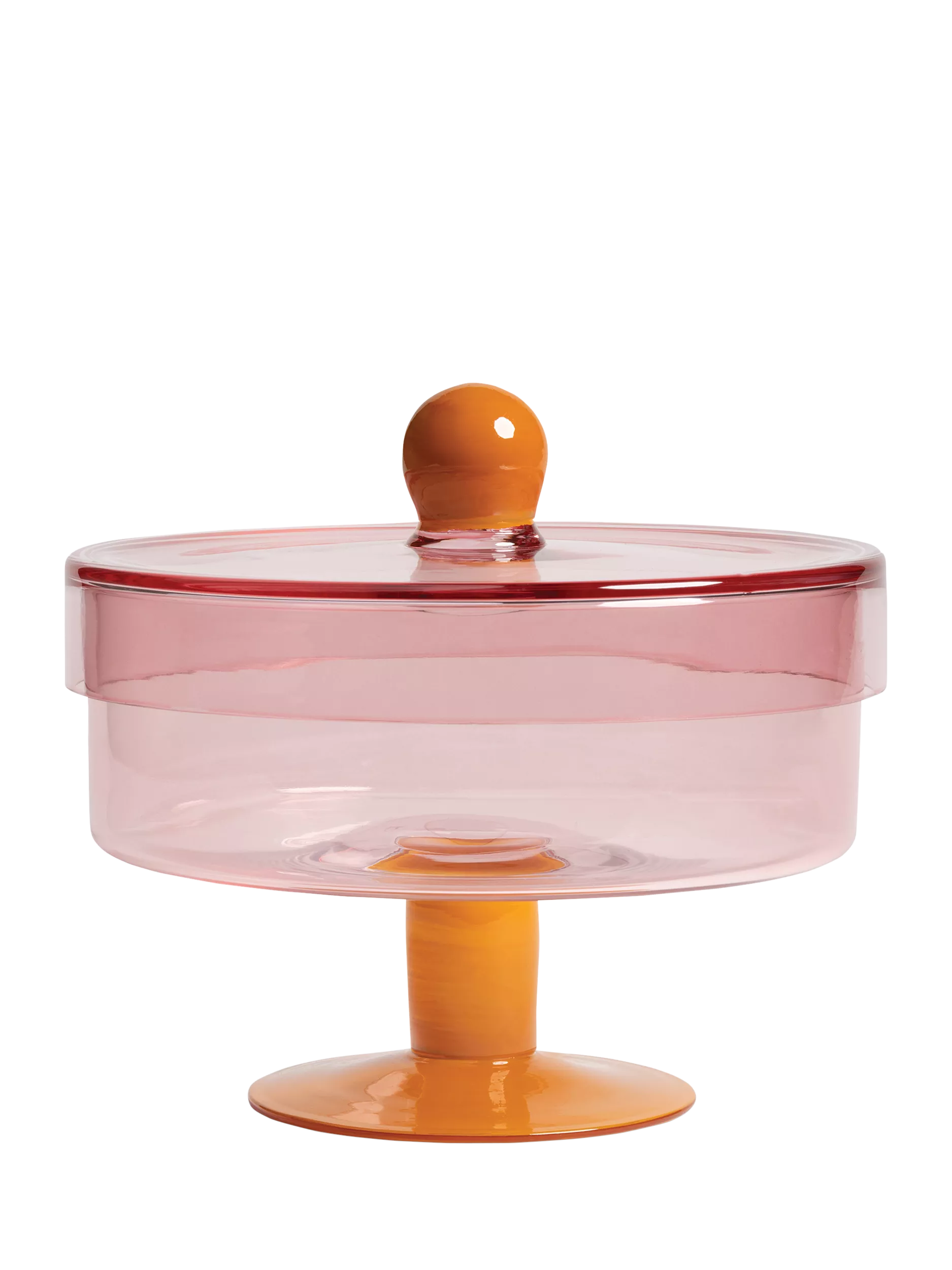 &k Amsterdam Glass Cake Stand Pink 22cm, imported from the UK