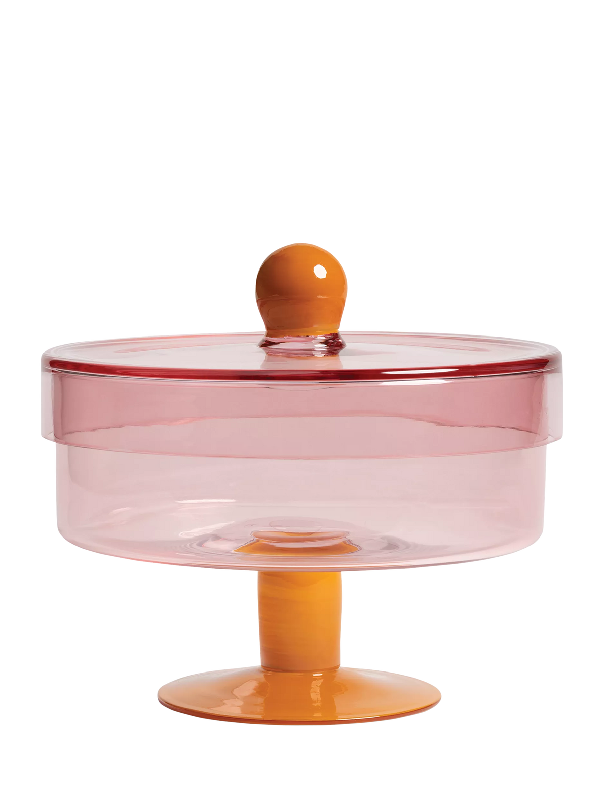 &k Amsterdam Glass Cake Stand Pink 22cm, imported from the UK