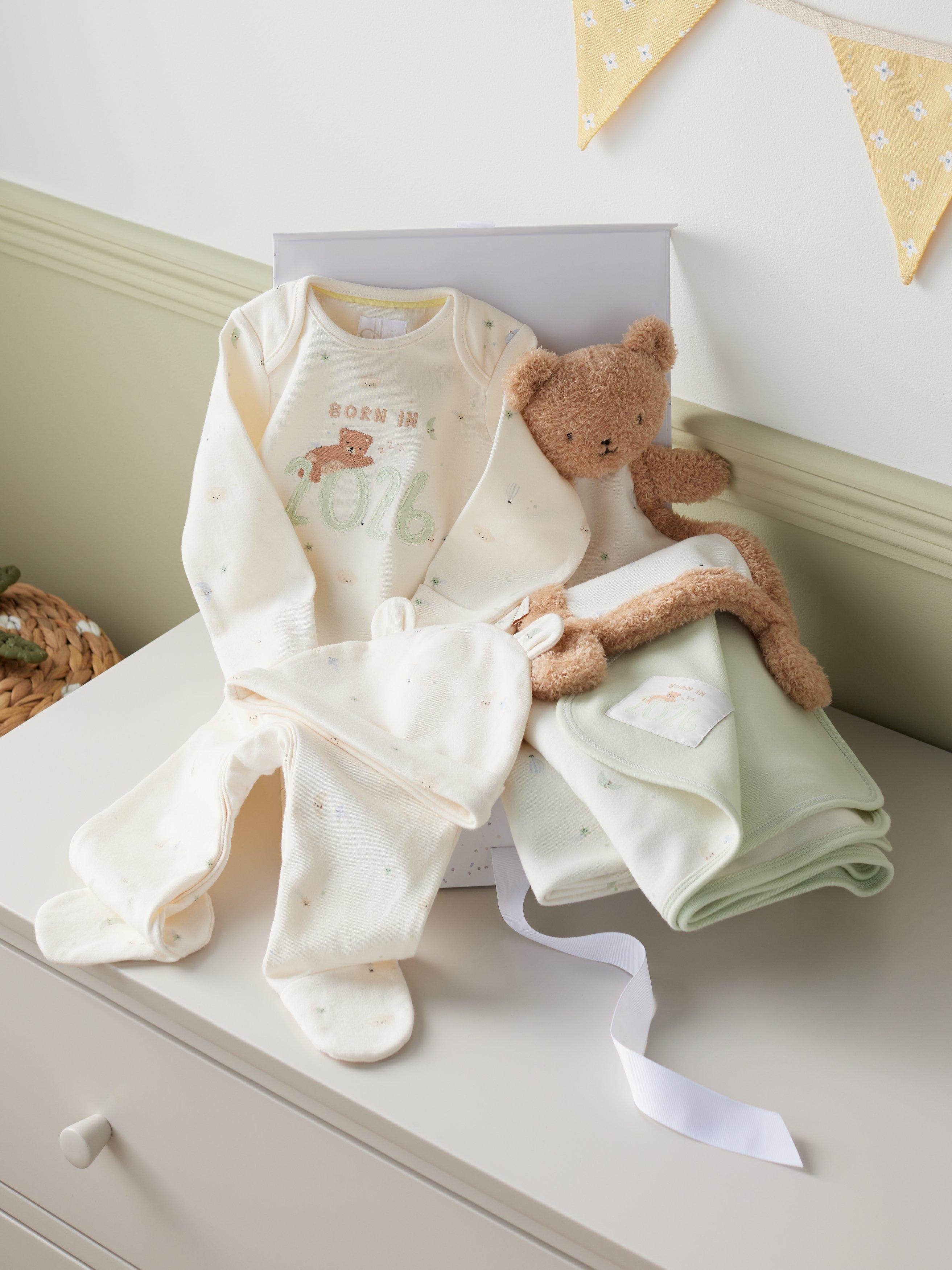 John Lewis baby gift set sleepsuit hat blanket teddy comforter pure cotton, UK version