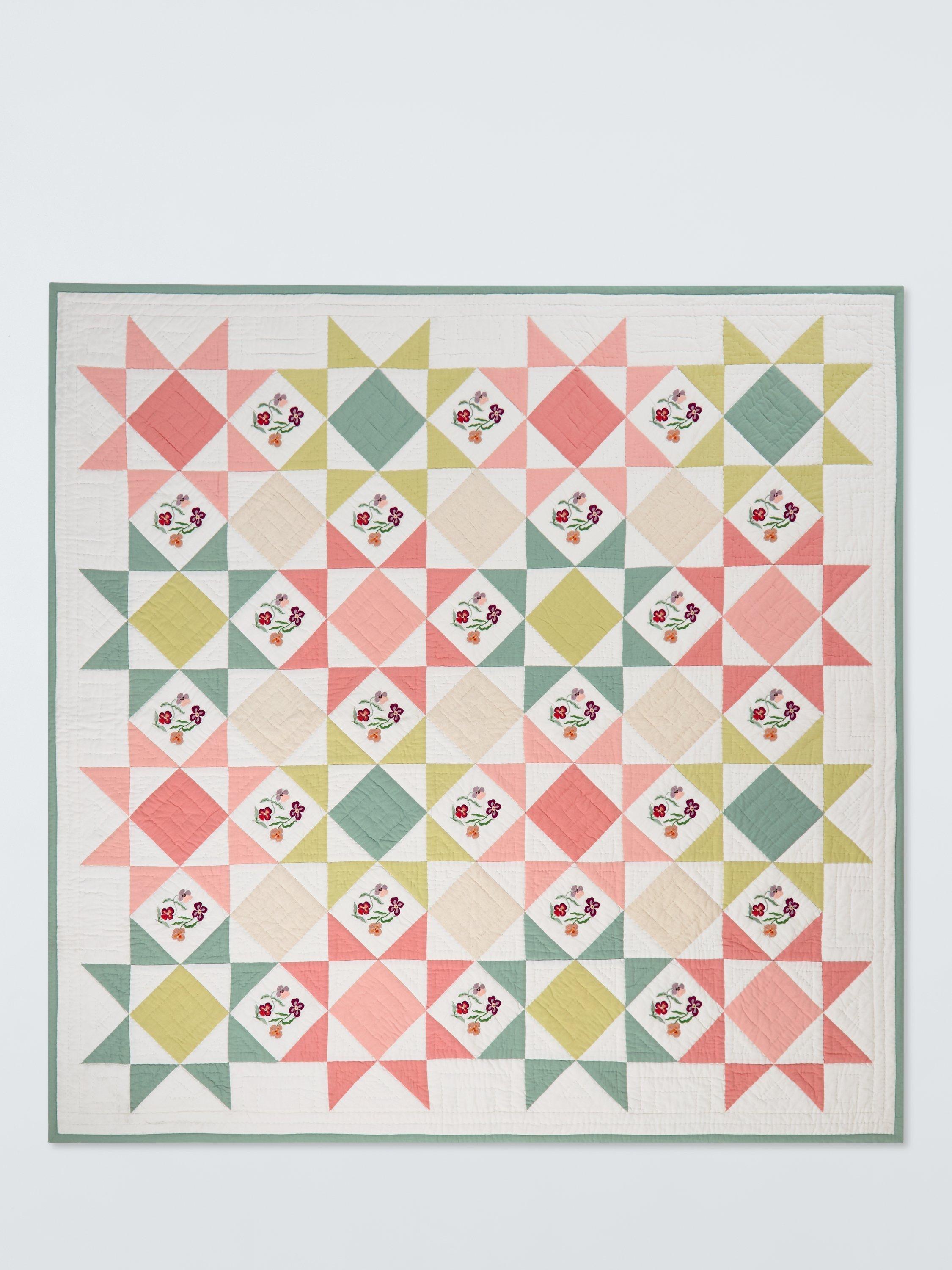 John Lewis pansy quilted bedspread in multi - British product