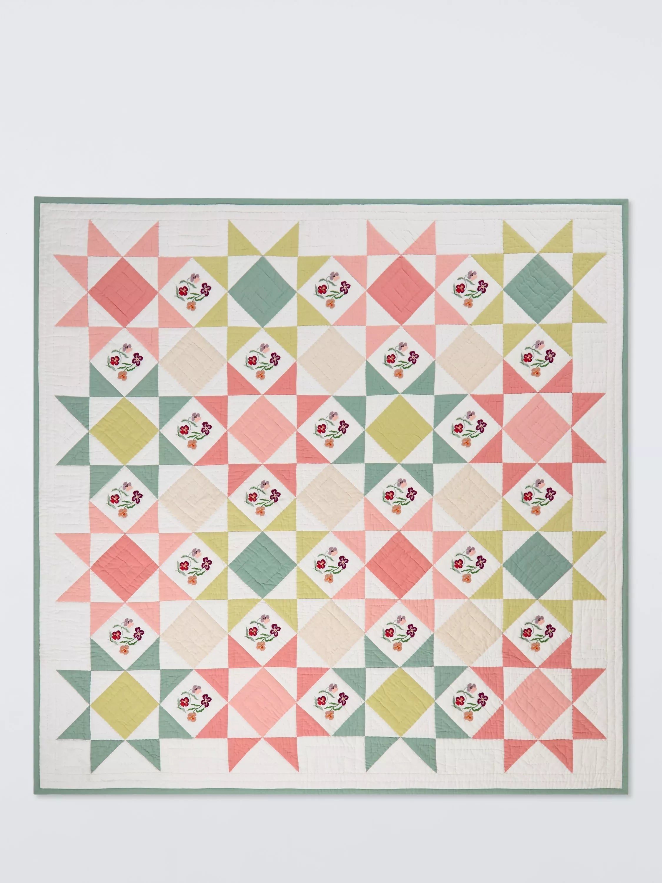 John Lewis pansy quilted bedspread in multi - British product