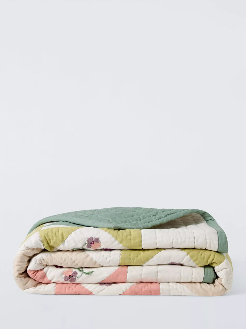 John Lewis pansy quilted bedspread in multi - British product