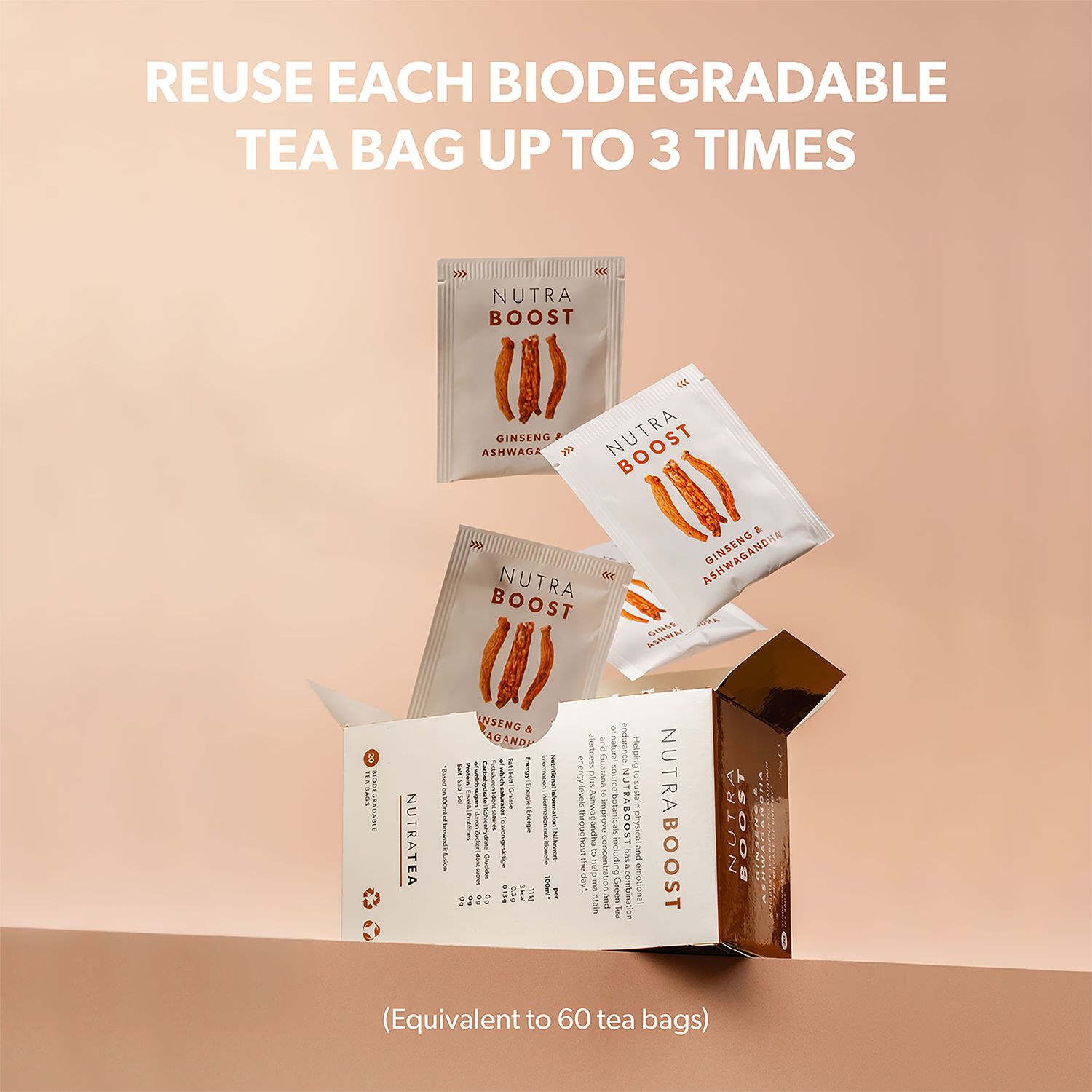 NutraBoost herbal tea 20 tea bags (British brand)