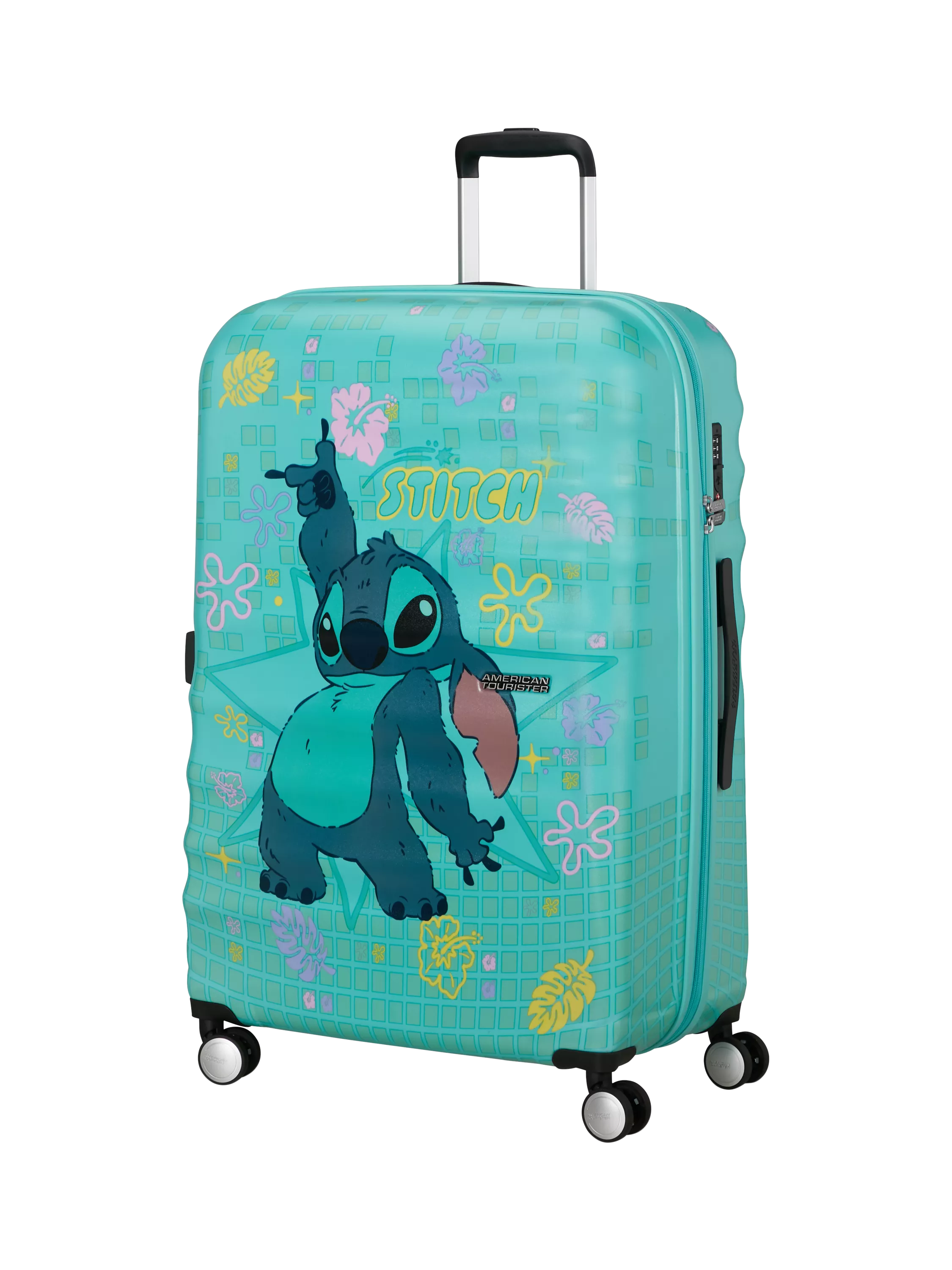 American Tourister Disney Stitch Flower suitcase 77cm large, imported from the UK