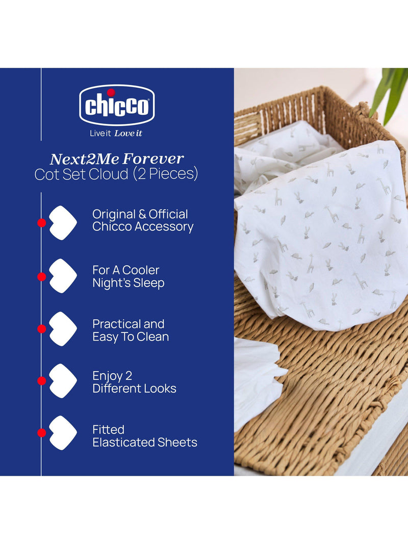 Chicco Next2Me Forever cot sheets pack of two cloud (British brand)