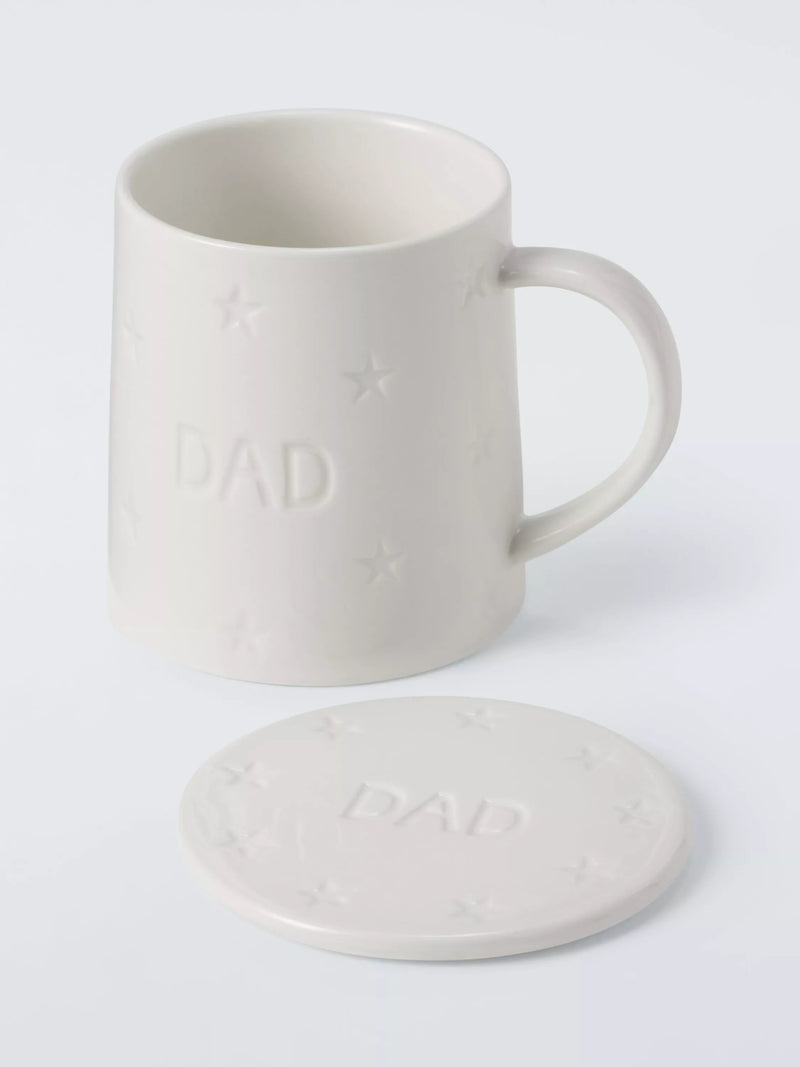 John Lewis fine china mug and coaster set Dad 450ml, UK version