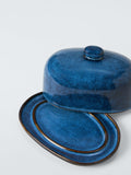 John Lewis blue stoneware butter dish - British product