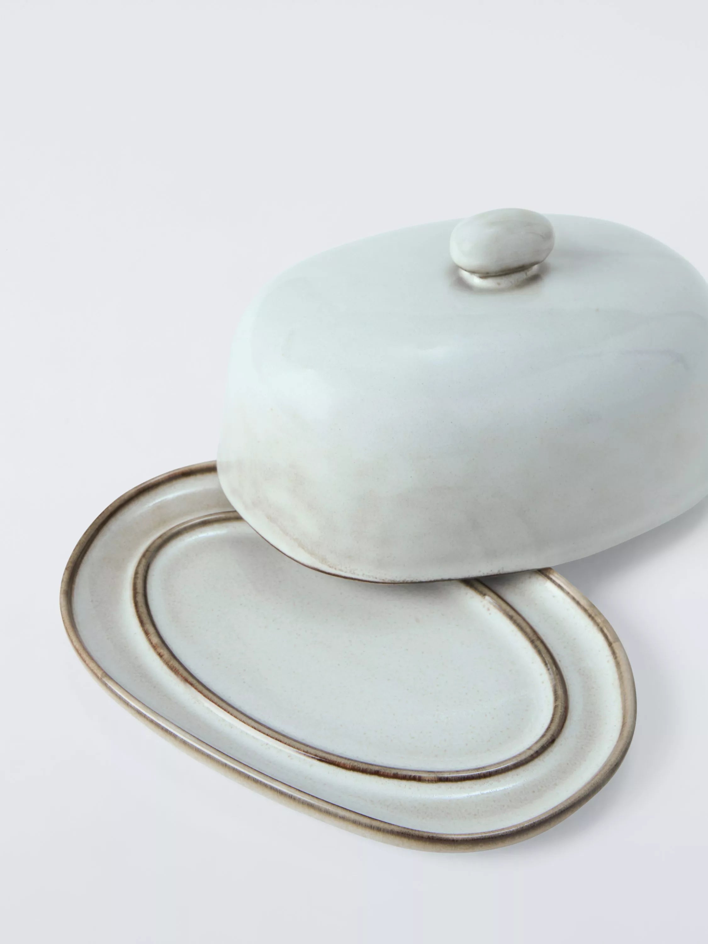 John Lewis Iver reactive glaze stoneware butter dish, imported from the UK
