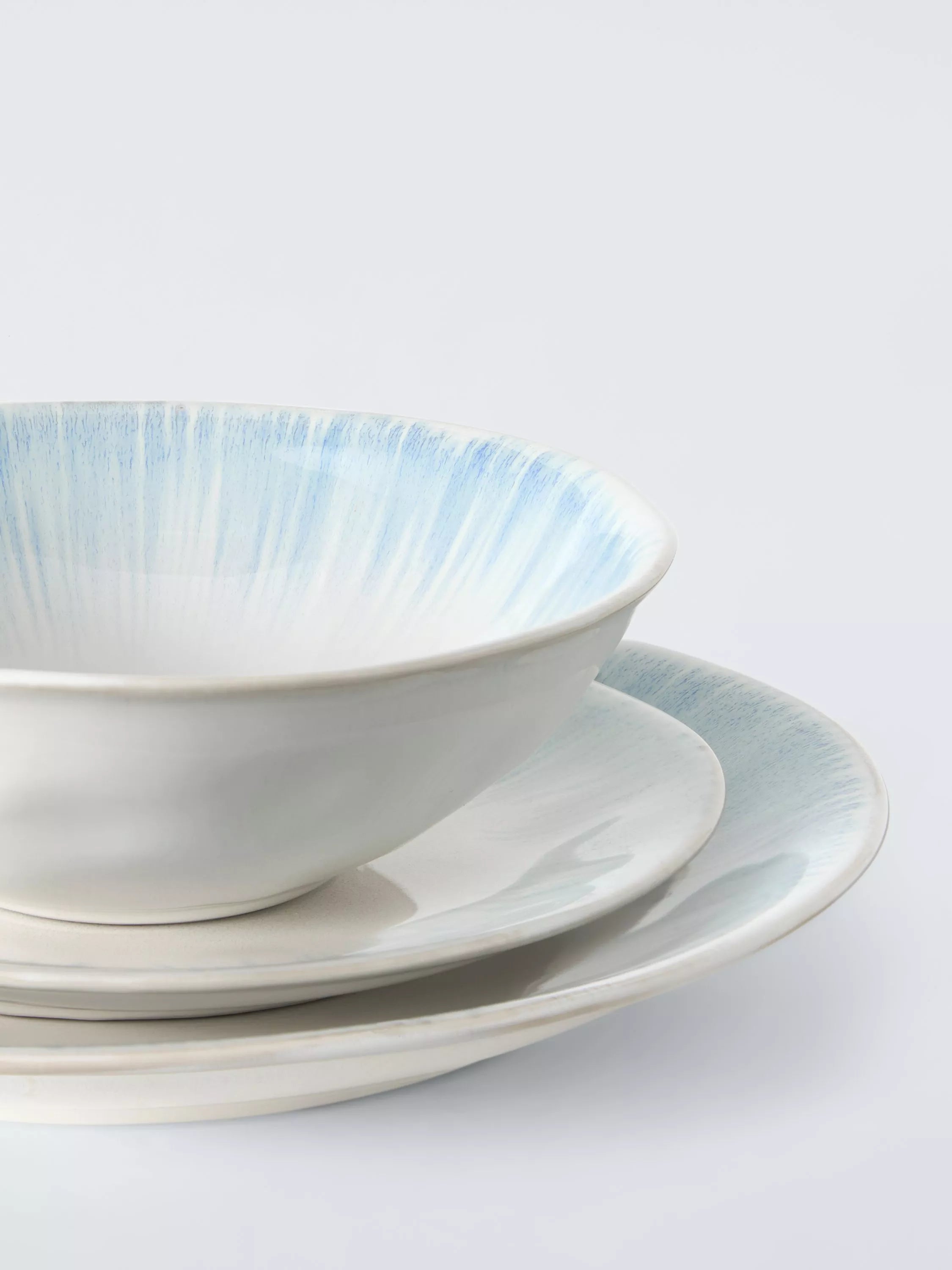 John Lewis blue stoneware dinnerware set 12 piece, imported from the UK