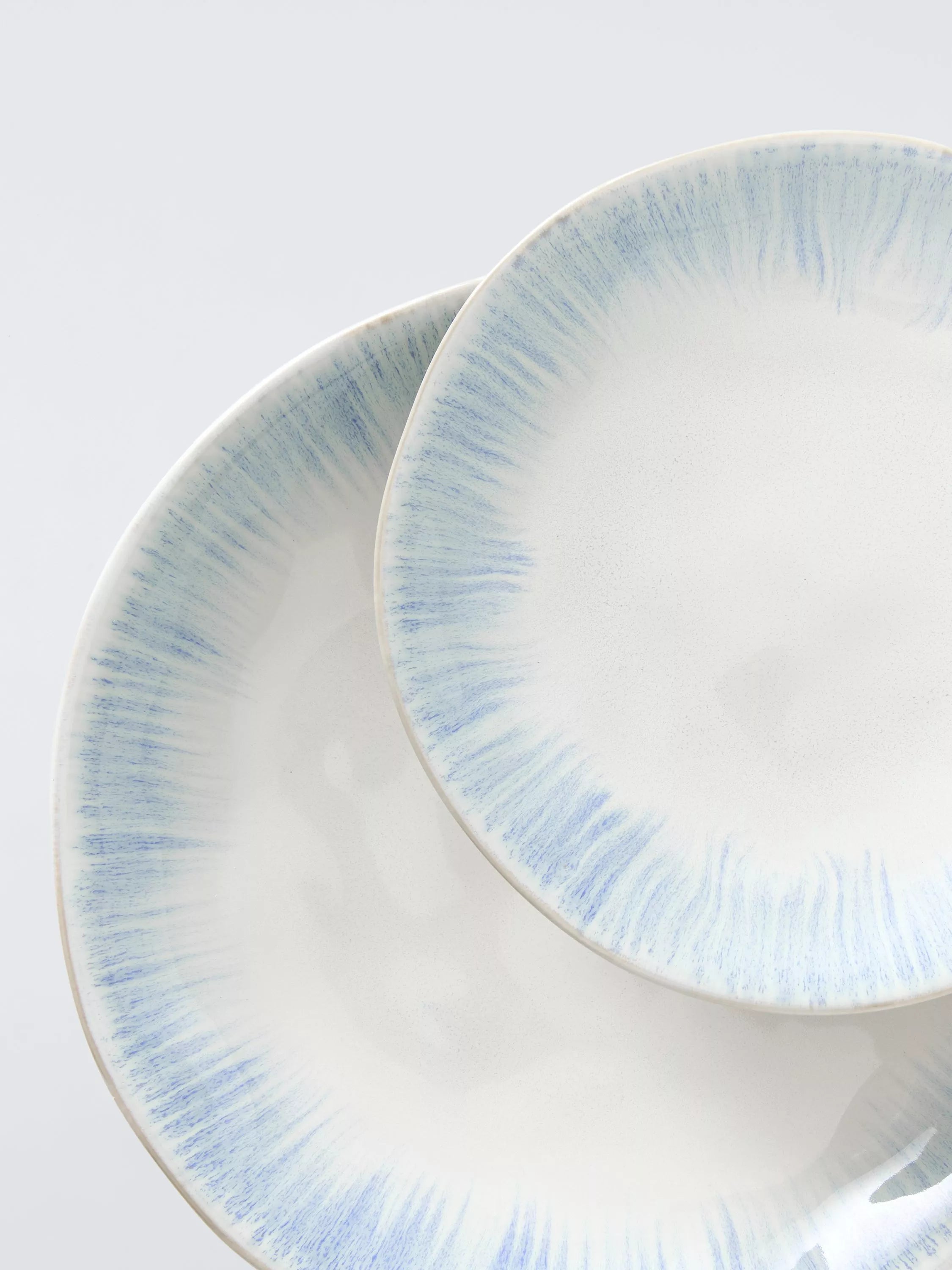 John Lewis blue stoneware dinnerware set 12 piece, imported from the UK