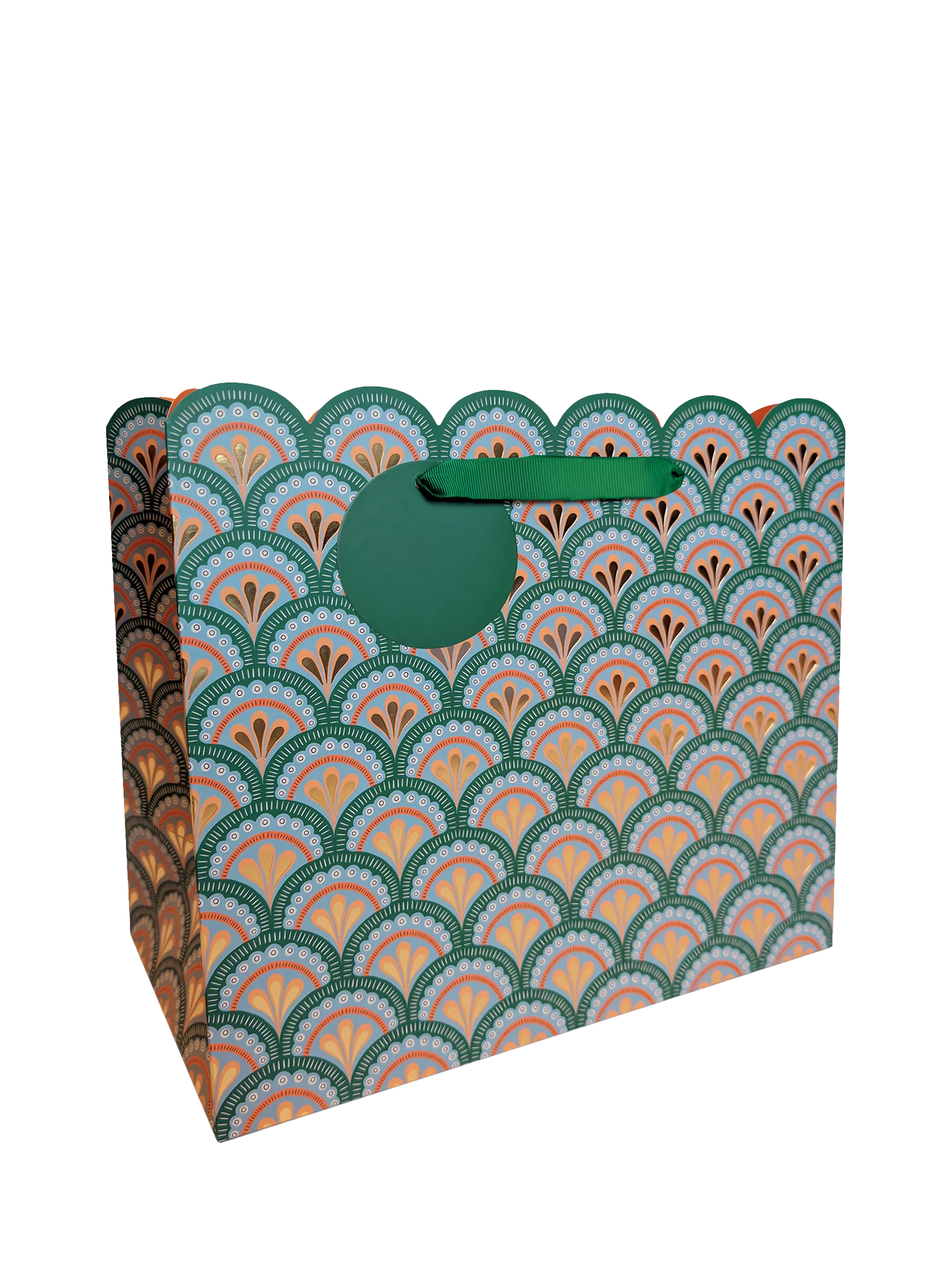 Eleanor Stuart art deco scalloped gift bag dark green (British brand)