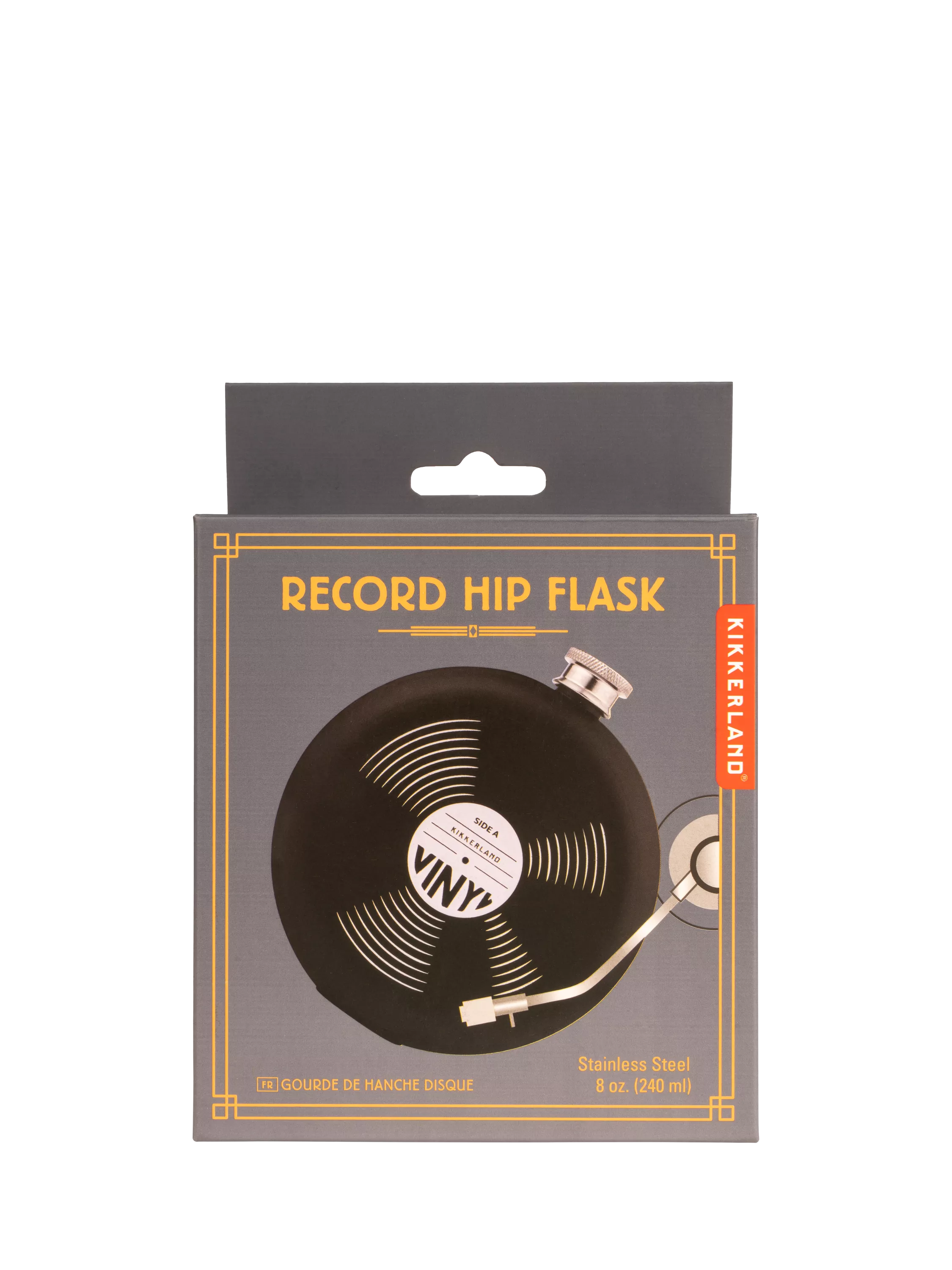 Kikkerland vinyl hip flask black 237ml - British product