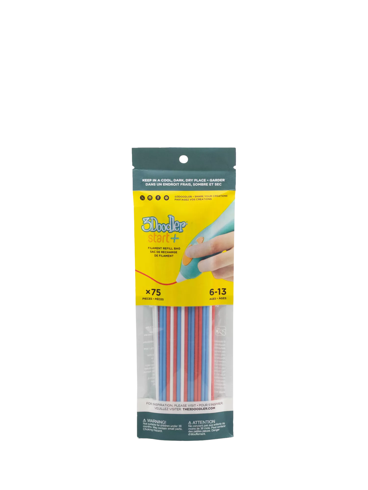 3Doodler Start+ Refill Pack 75 strands eco-filaments, imported from the UK