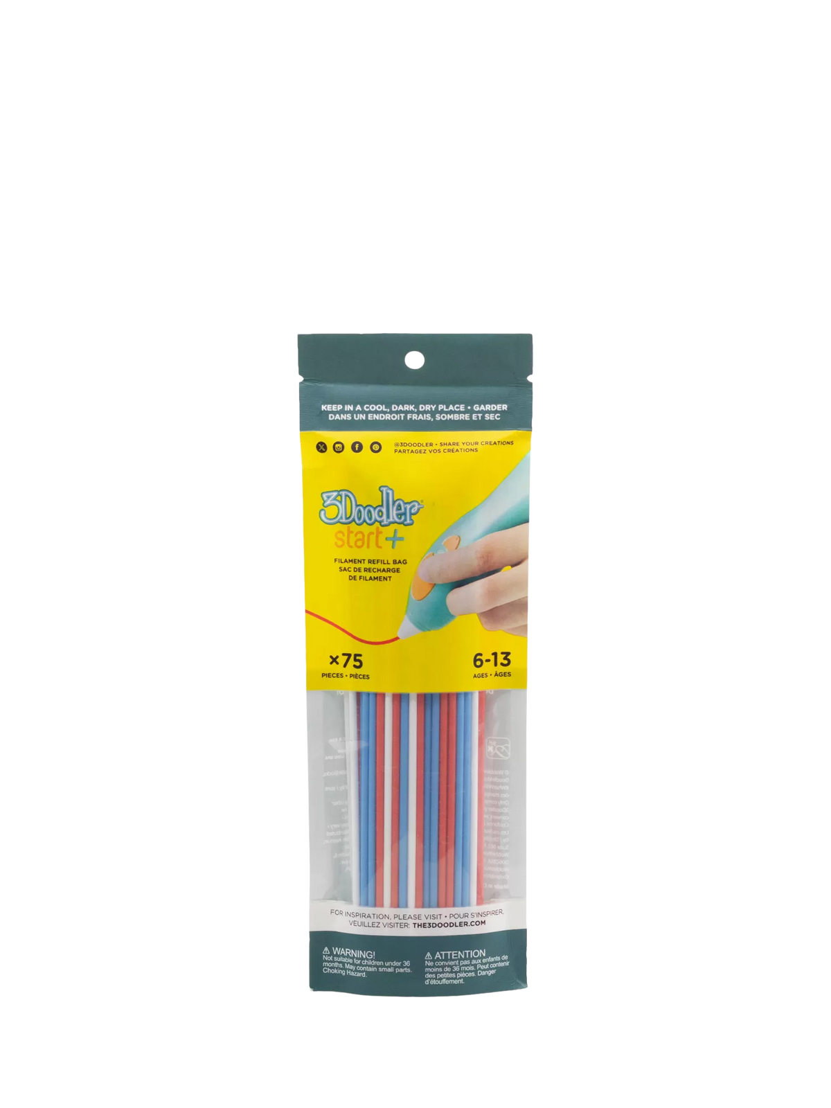 3Doodler Start+ Refill Pack 75 strands eco-filaments, imported from the UK