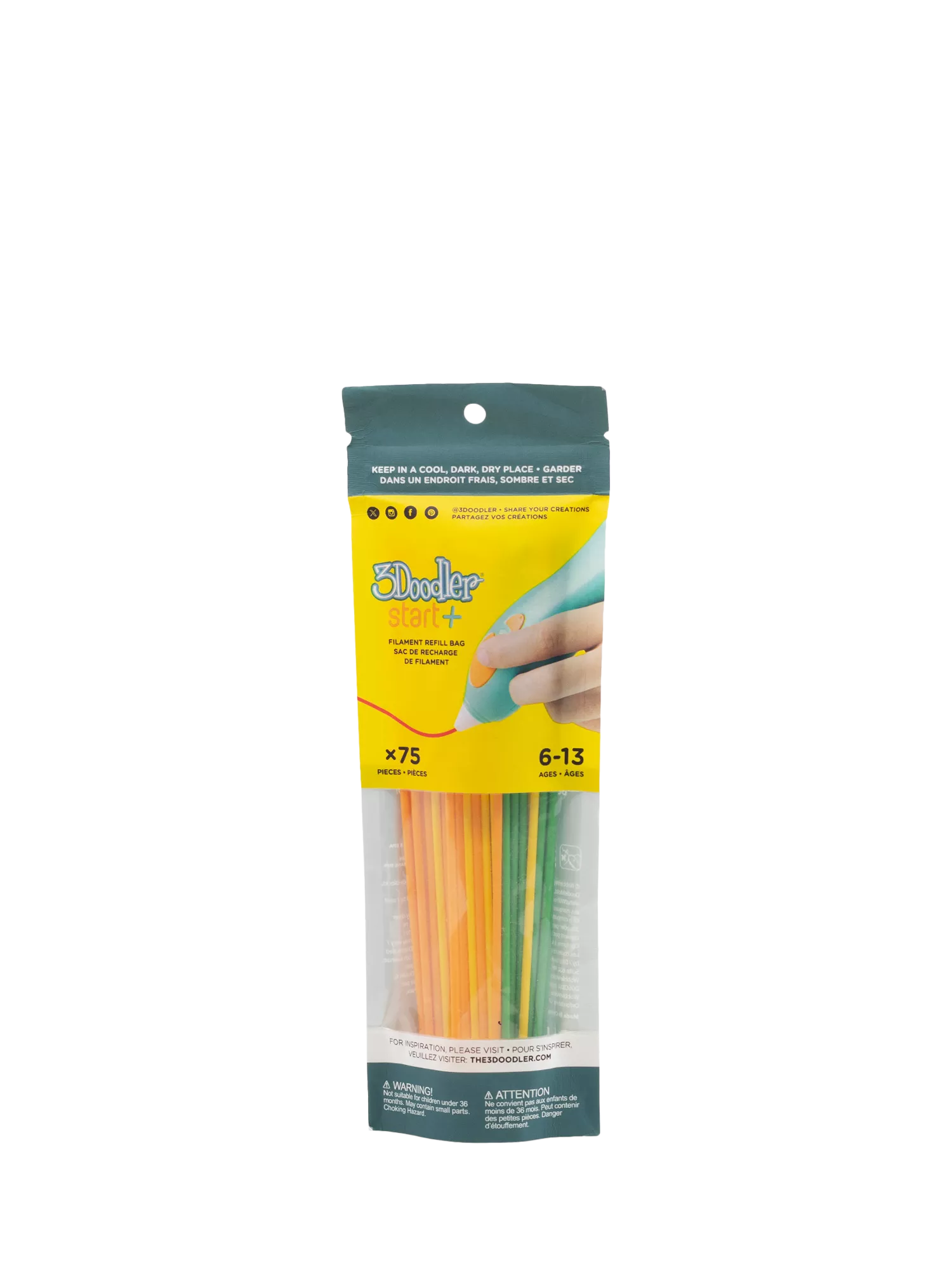 3Doodler Start+ filament refill pack 75 piece, imported from the UK