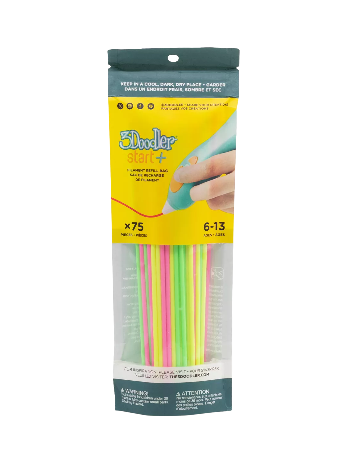 3Doodler filament refill pack 75 piece multi, UK version