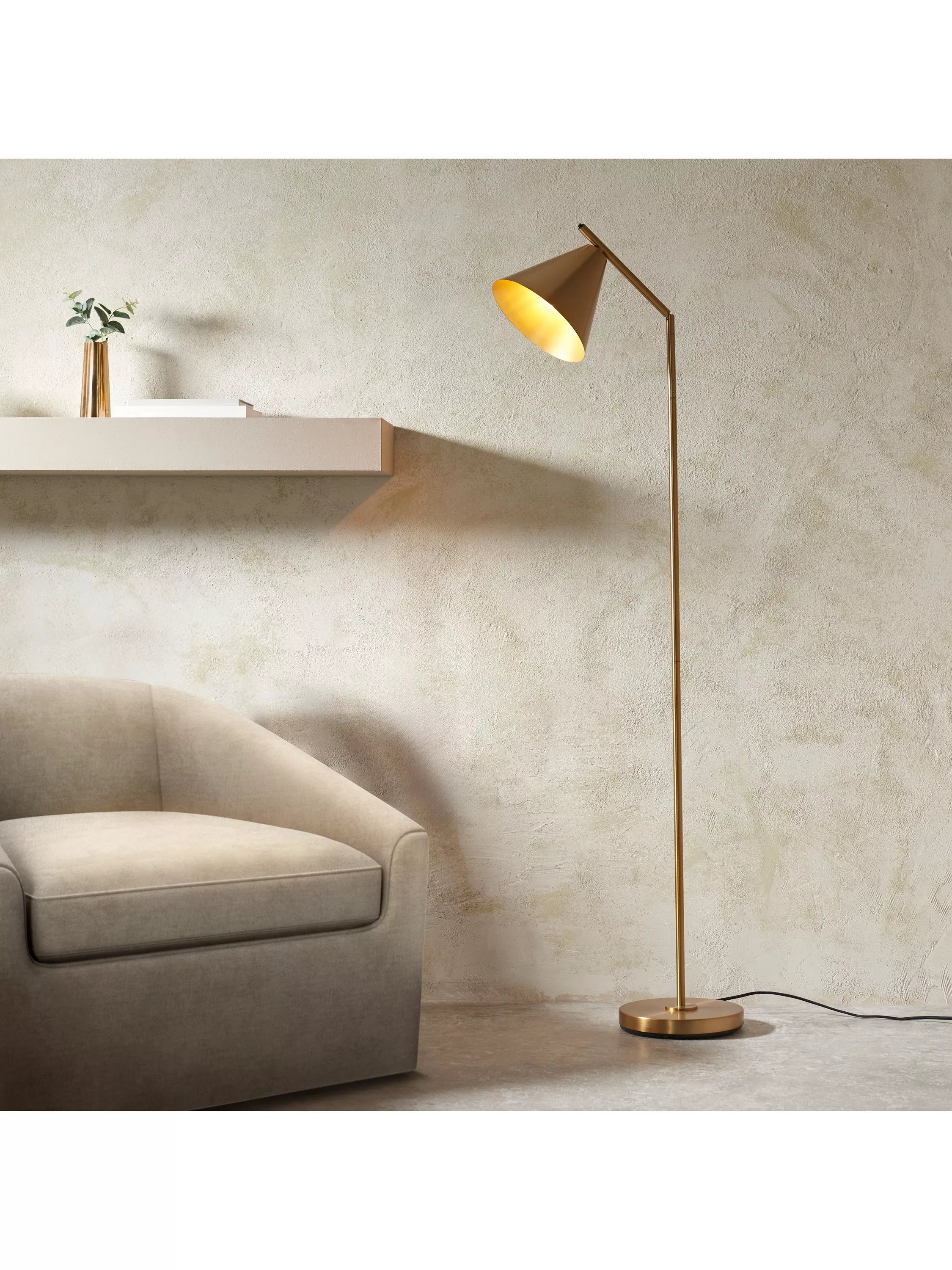 Bay Lighting Kapp task floor lamp metallic brass large, UK version