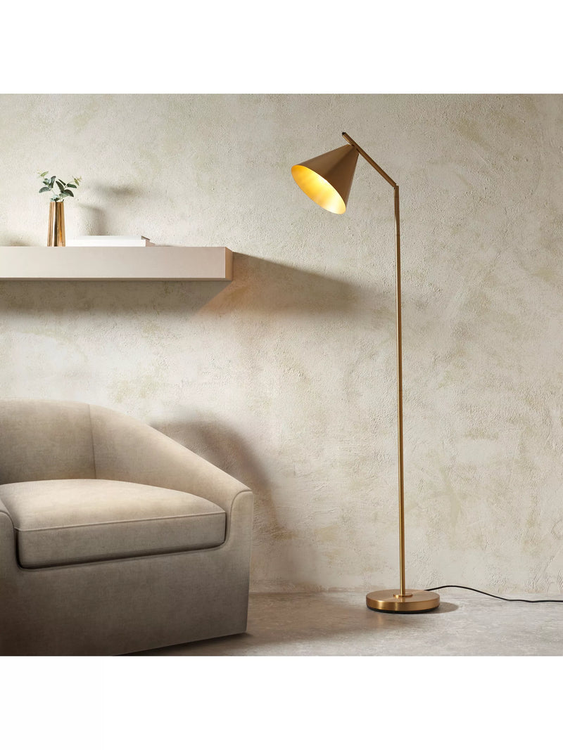 Bay Lighting Kapp task floor lamp metallic brass large, UK version