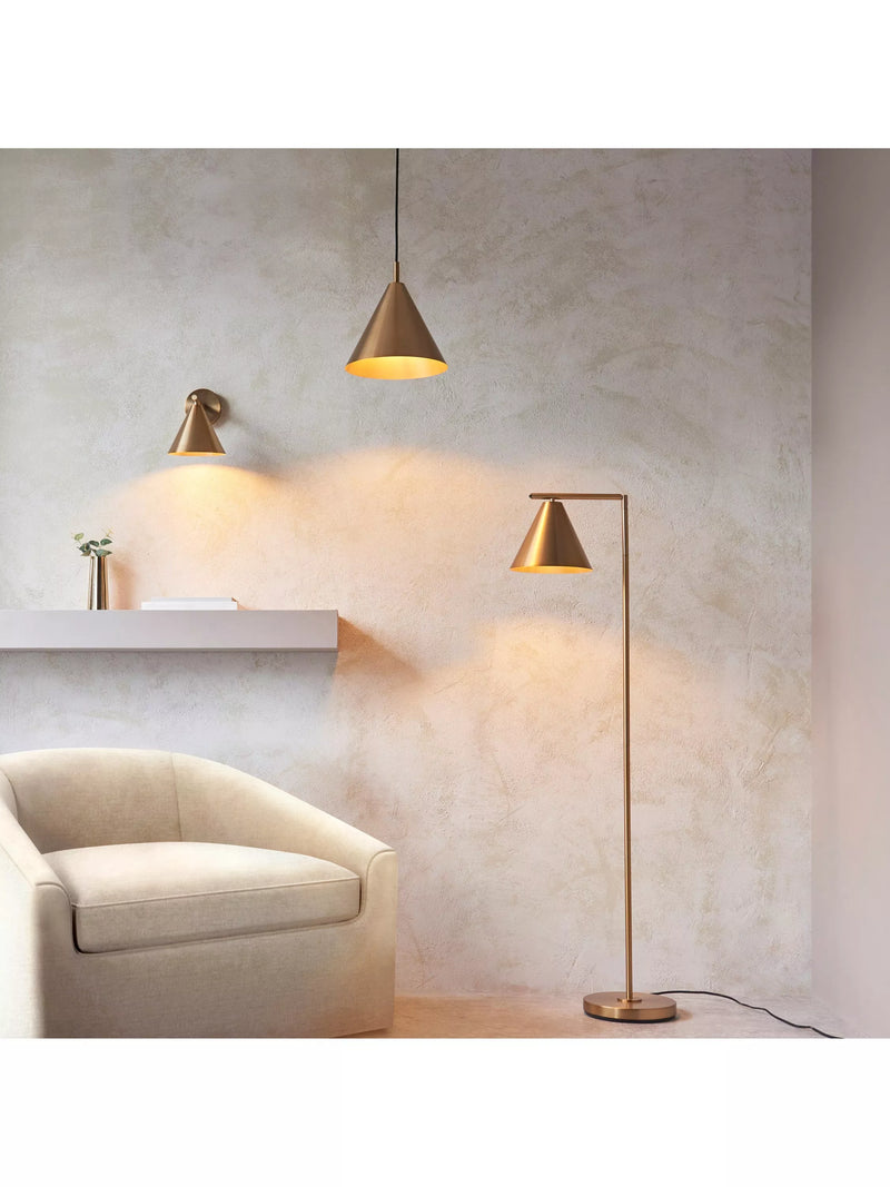 Bay Lighting Kapp task floor lamp metallic brass large, UK version
