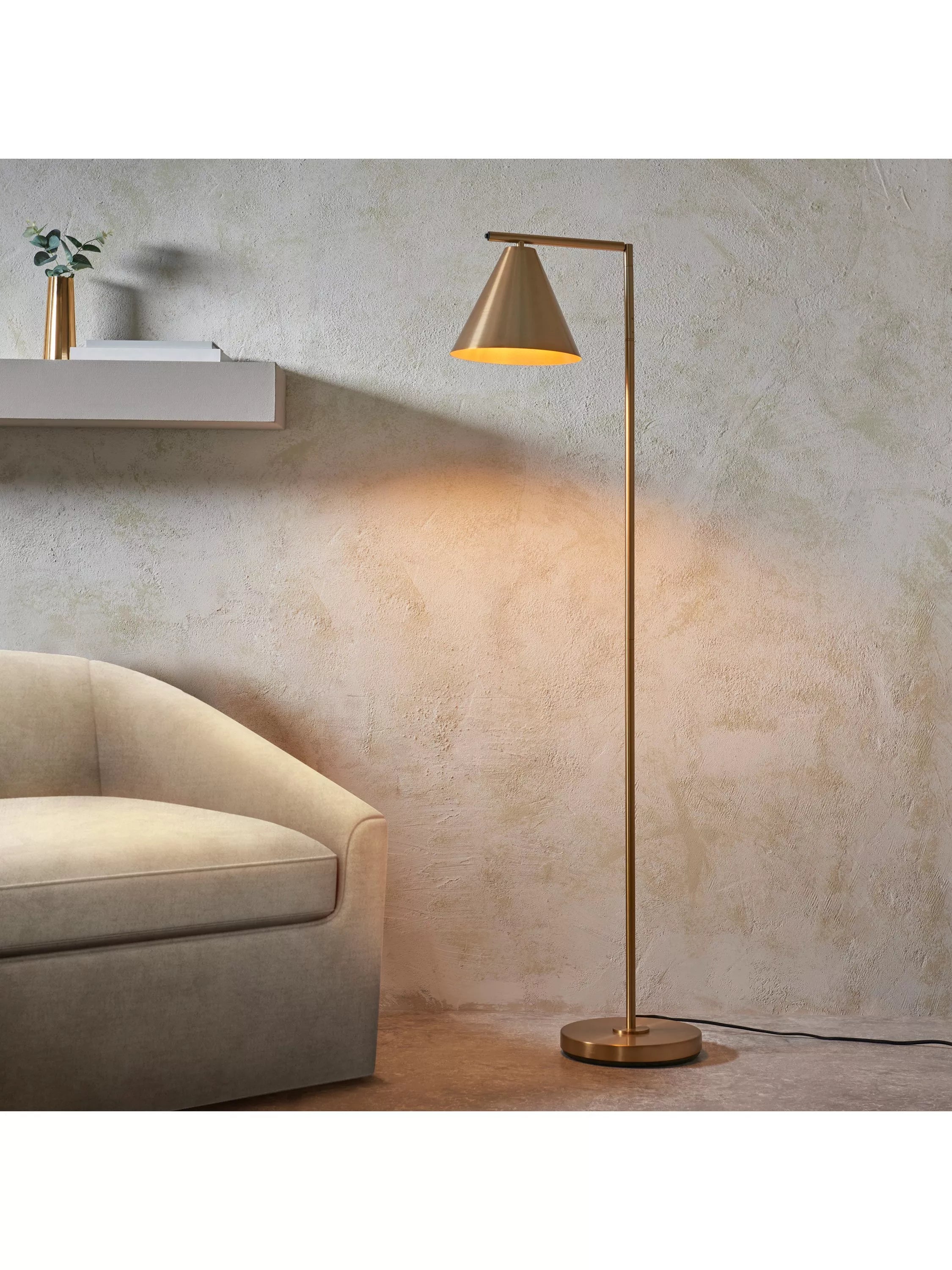 Bay Lighting Kapp task floor lamp metallic brass large, UK version