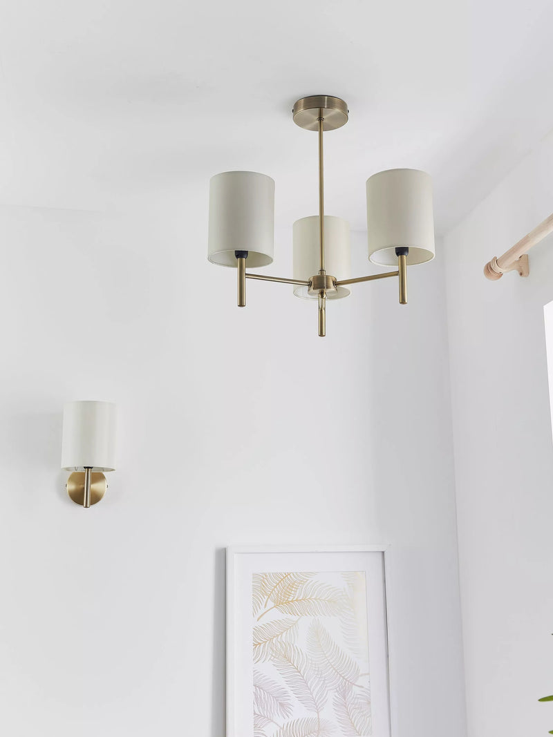 Bay Lighting ceiling light 3-arm semi flush brass, imported from the UK