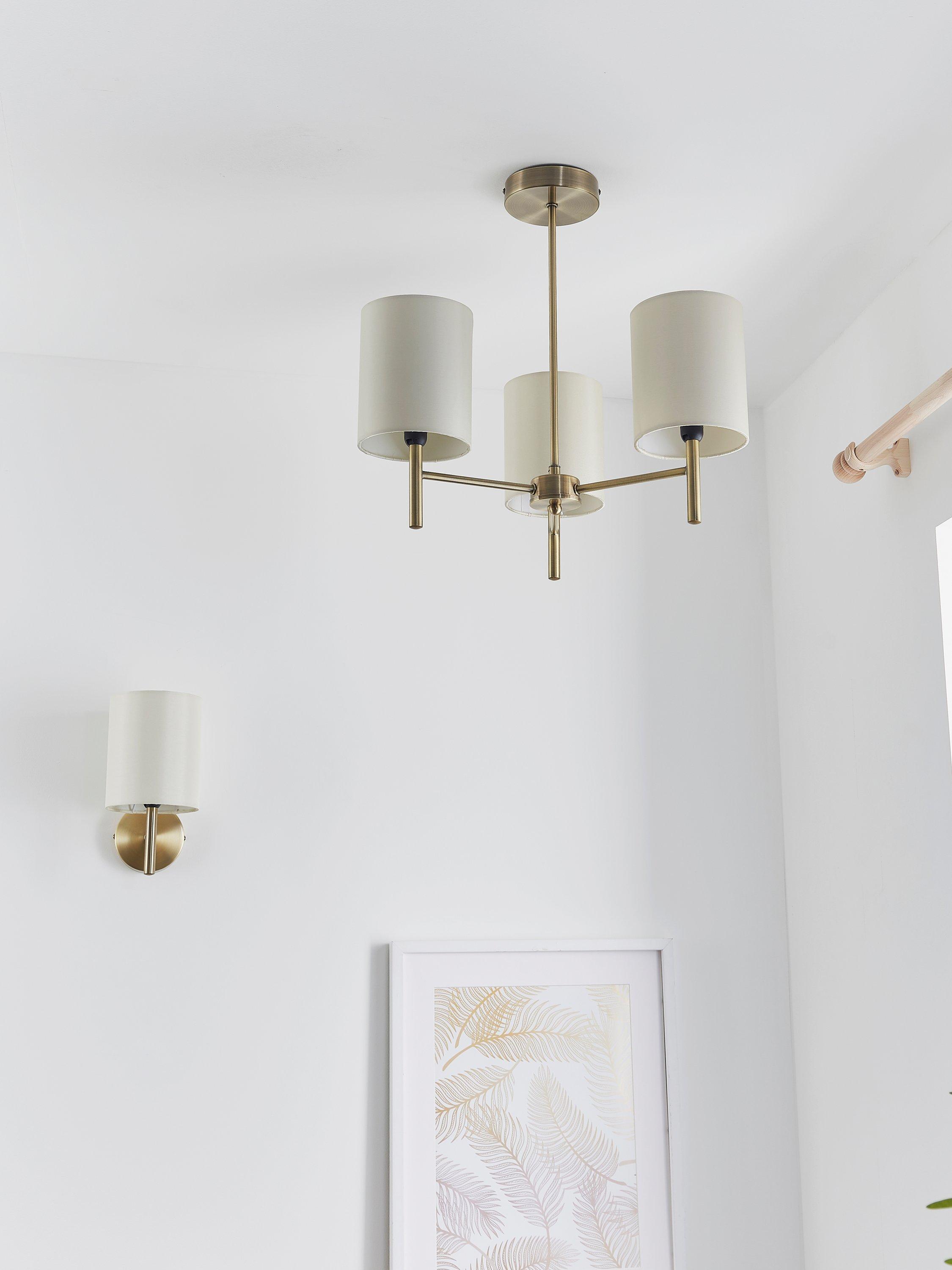 Bay Lighting ceiling light 3-arm semi flush brass, imported from the UK