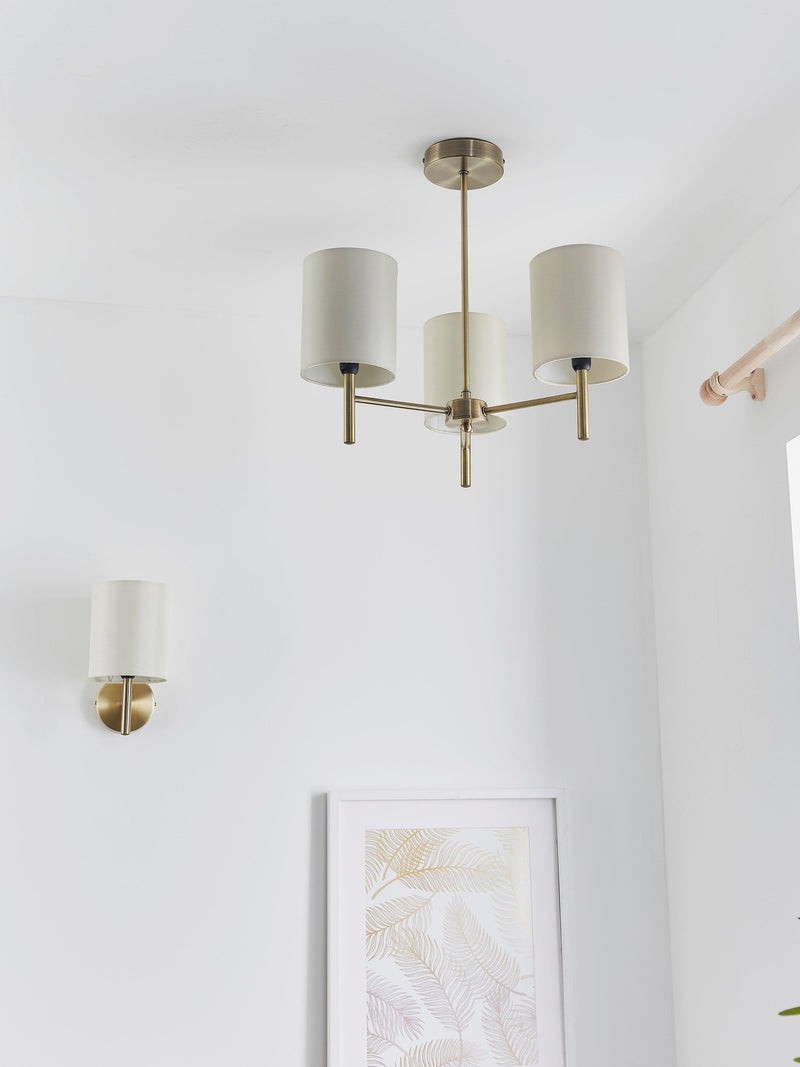 Bay Lighting ceiling light 3-arm semi flush brass, imported from the UK