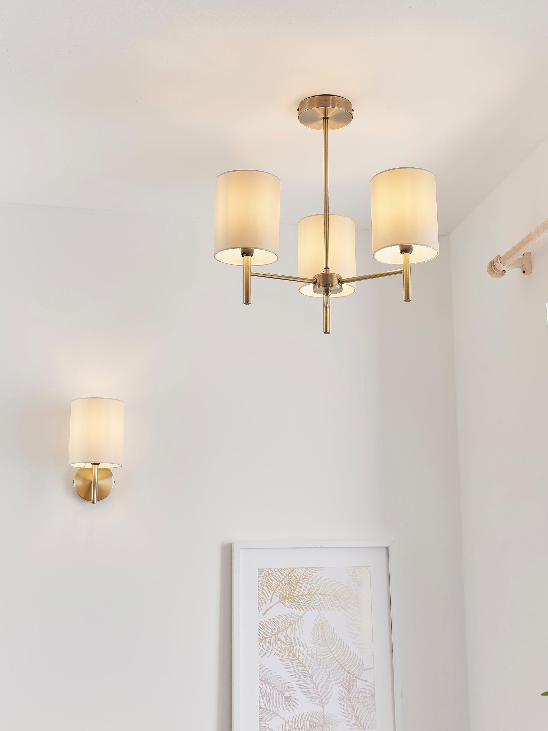 Bay Lighting ceiling light 3-arm semi flush brass, imported from the UK