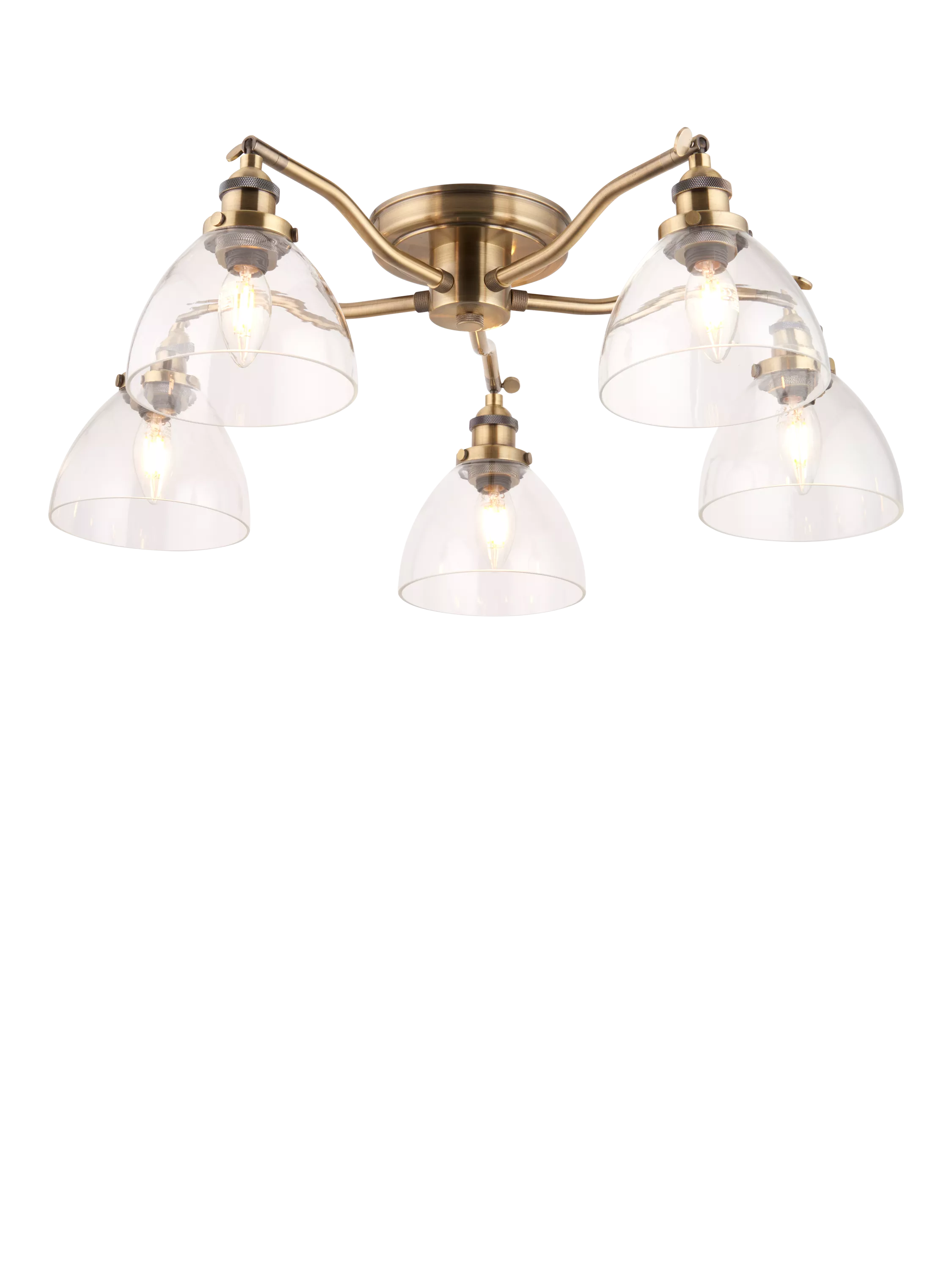 Bay Lighting 5 arm semi flush ceiling light metallic brass, UK version