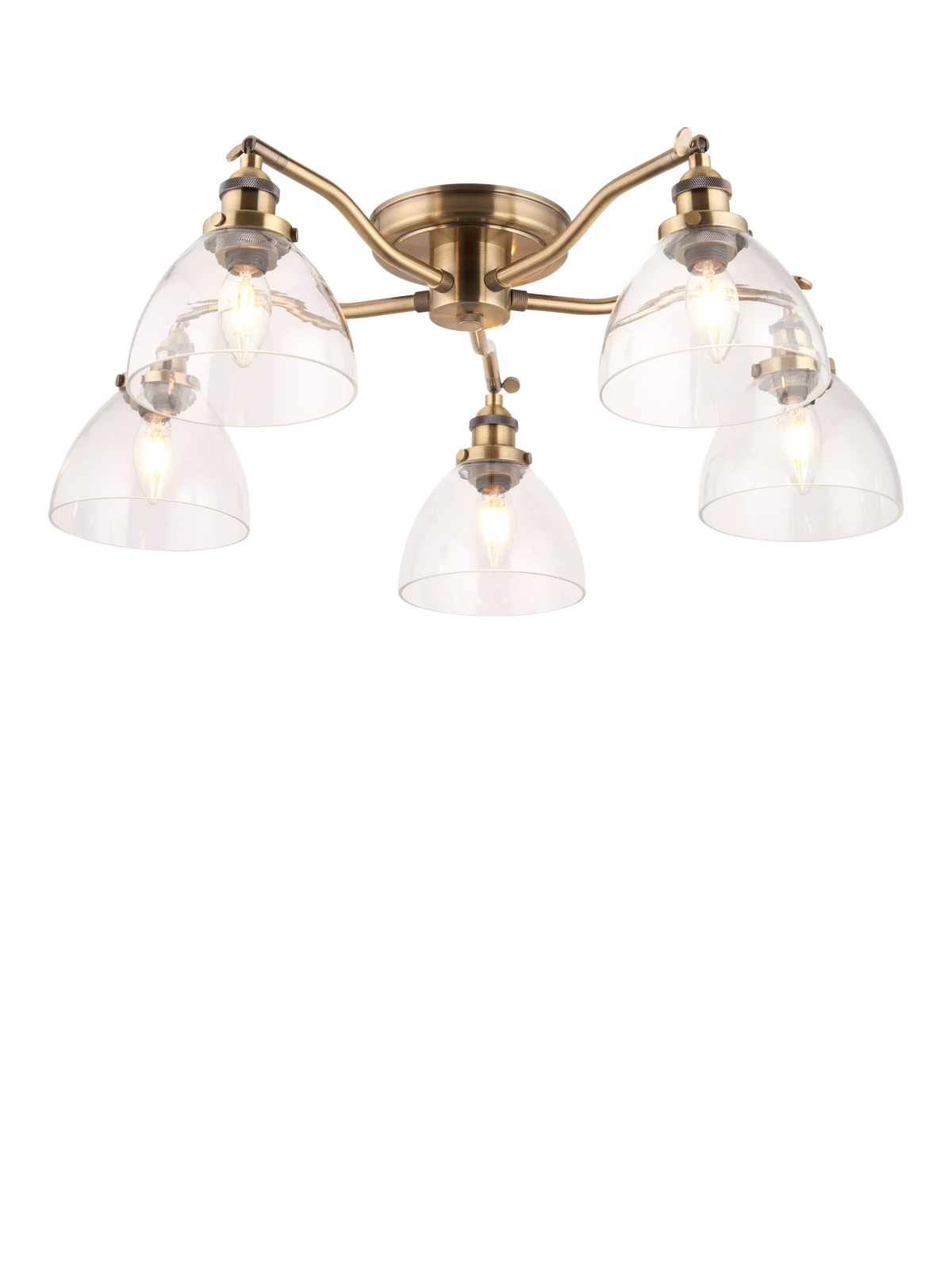 Bay Lighting 5 arm semi flush ceiling light metallic brass, UK version