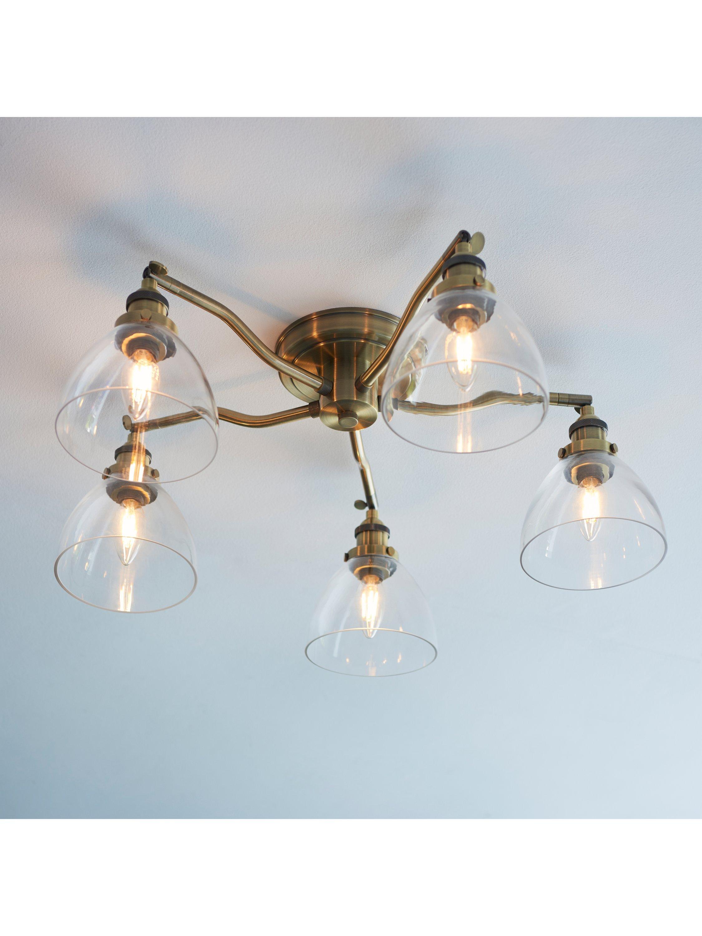 Bay Lighting 5 arm semi flush ceiling light metallic brass, UK version