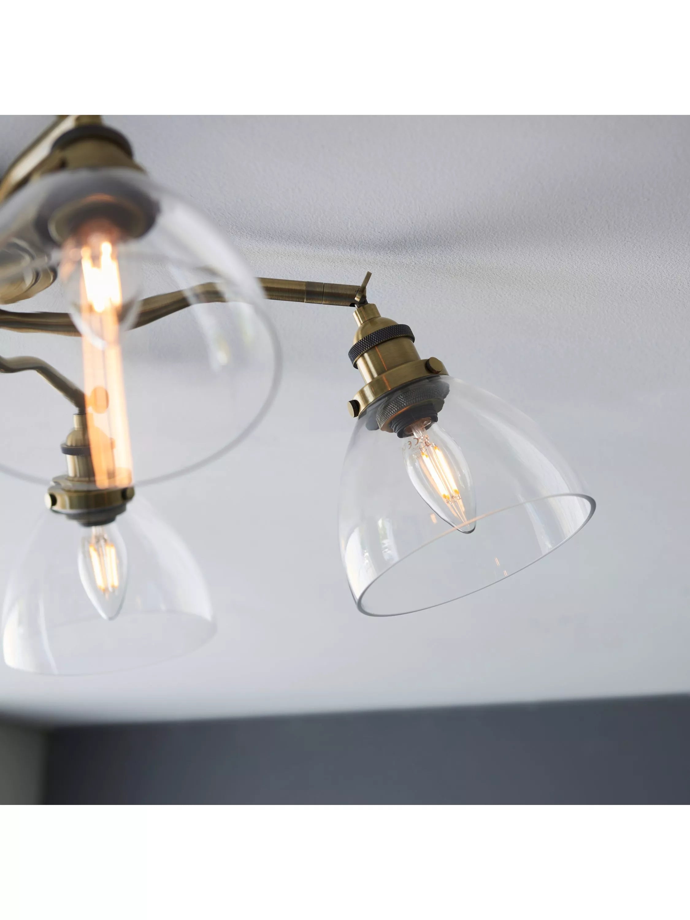 Bay Lighting 5 arm semi flush ceiling light metallic brass, UK version