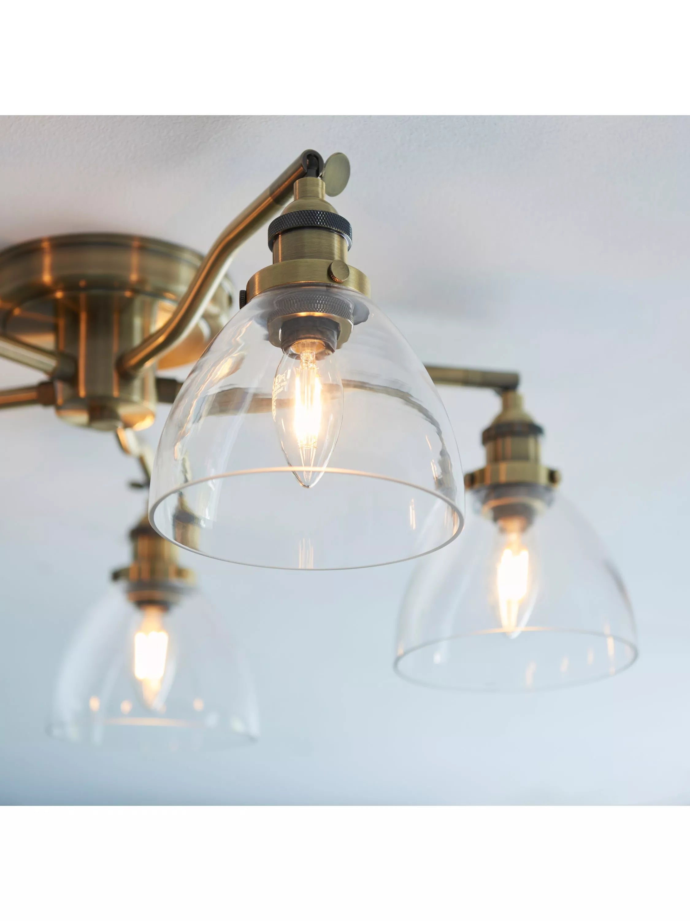 Bay Lighting 5 arm semi flush ceiling light metallic brass, UK version