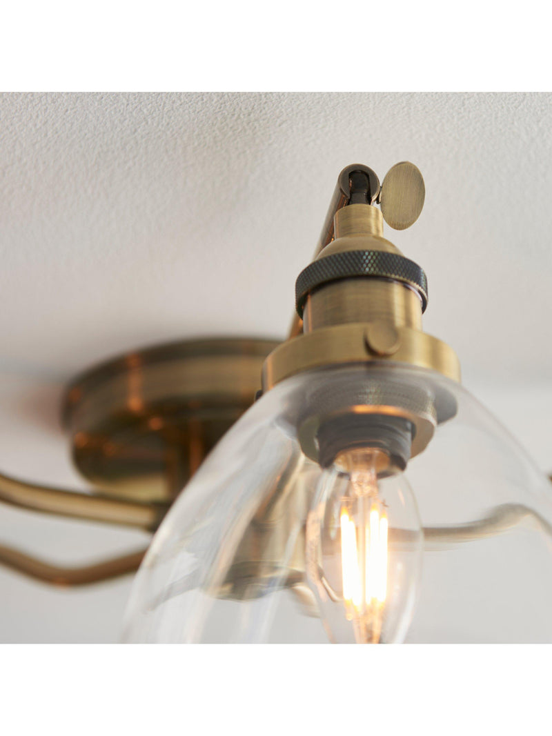 Bay Lighting 5 arm semi flush ceiling light metallic brass, UK version