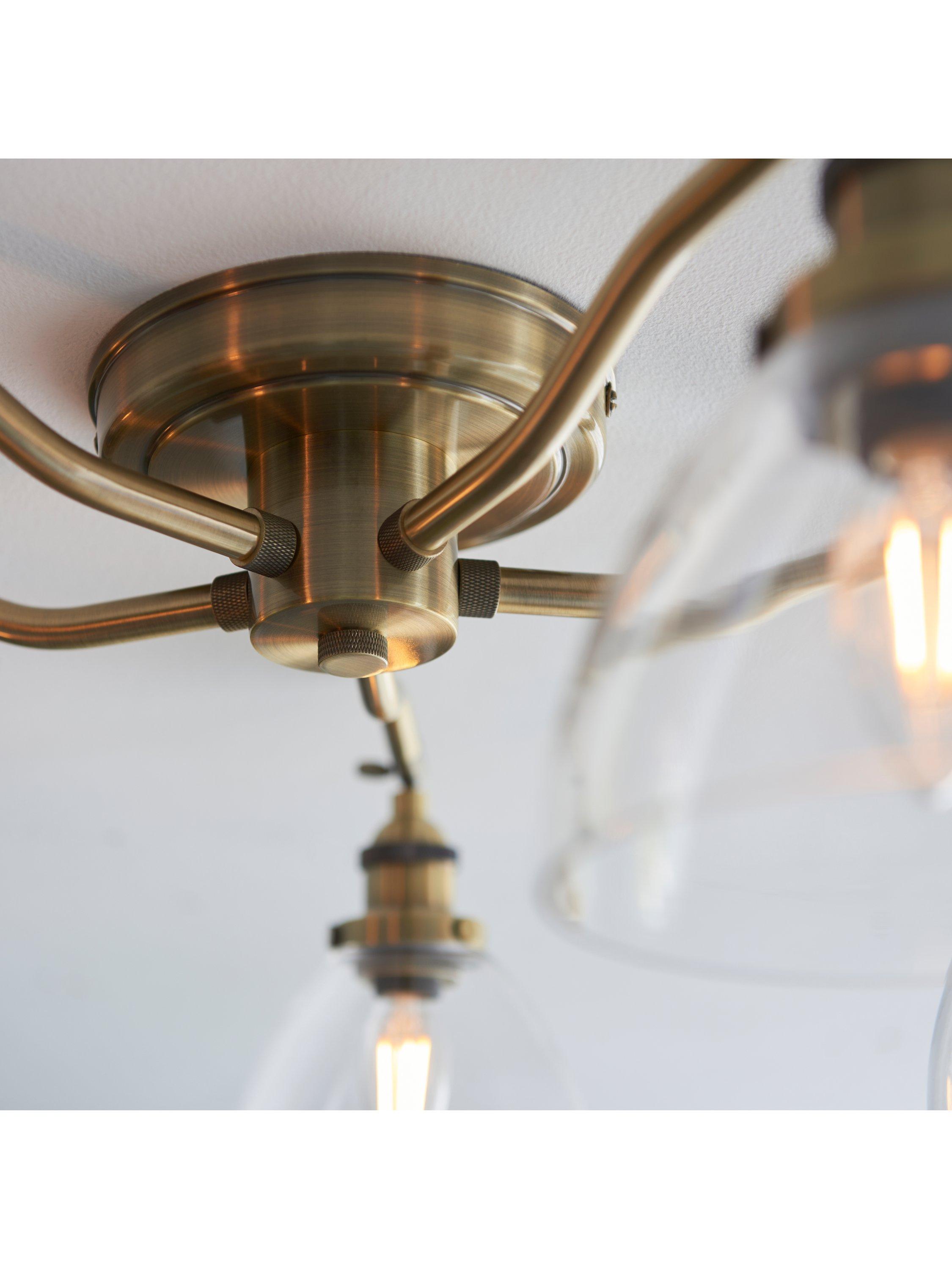Bay Lighting 5 arm semi flush ceiling light metallic brass, UK version