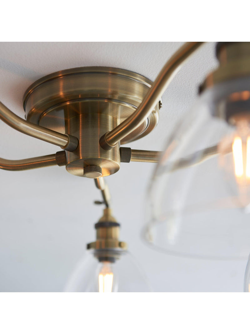 Bay Lighting 5 arm semi flush ceiling light metallic brass, UK version