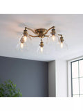 Bay Lighting 5 arm semi flush ceiling light metallic brass, UK version