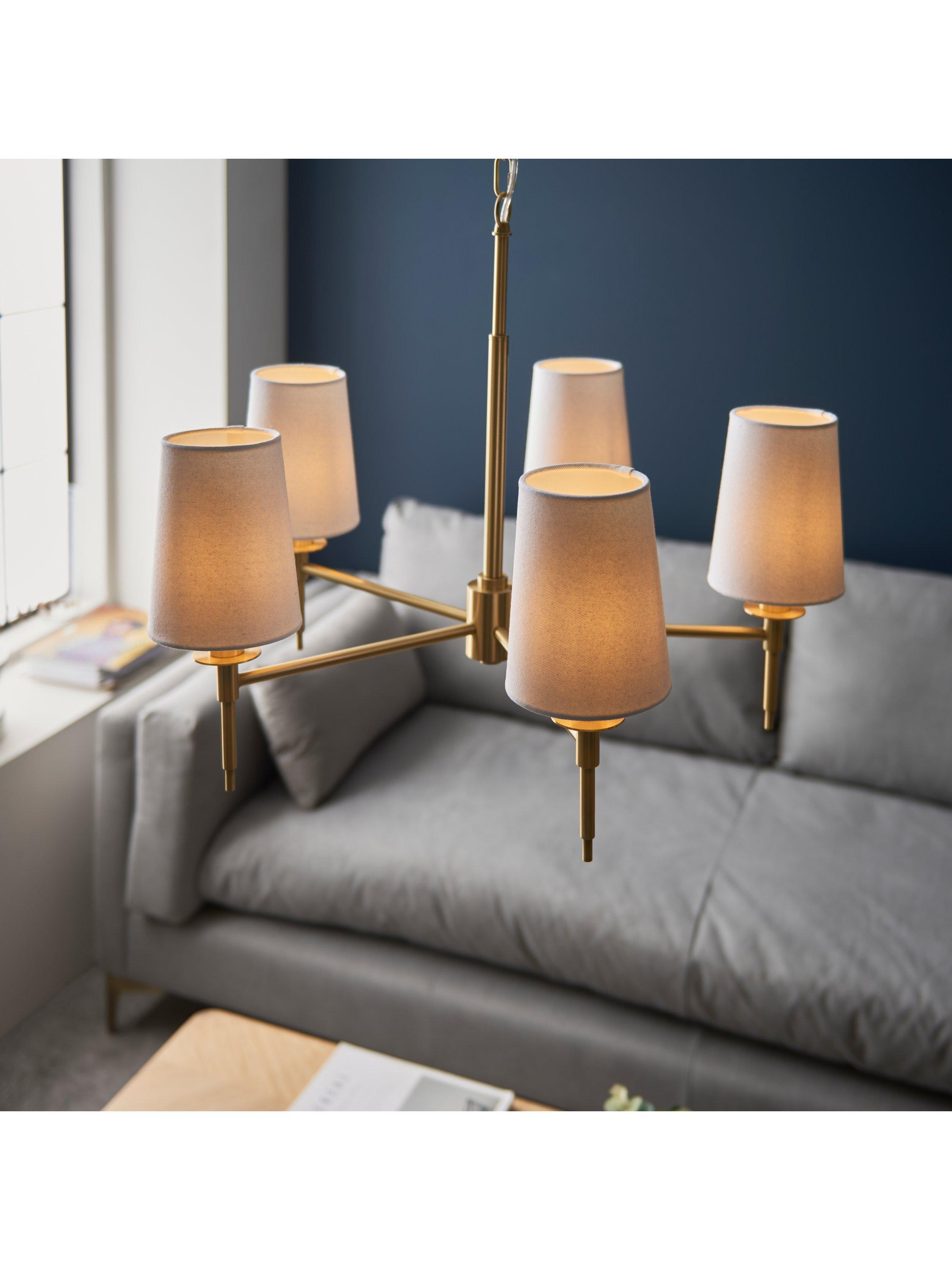 Bay Lighting Louis 5 arm ceiling light metallic brass, UK version