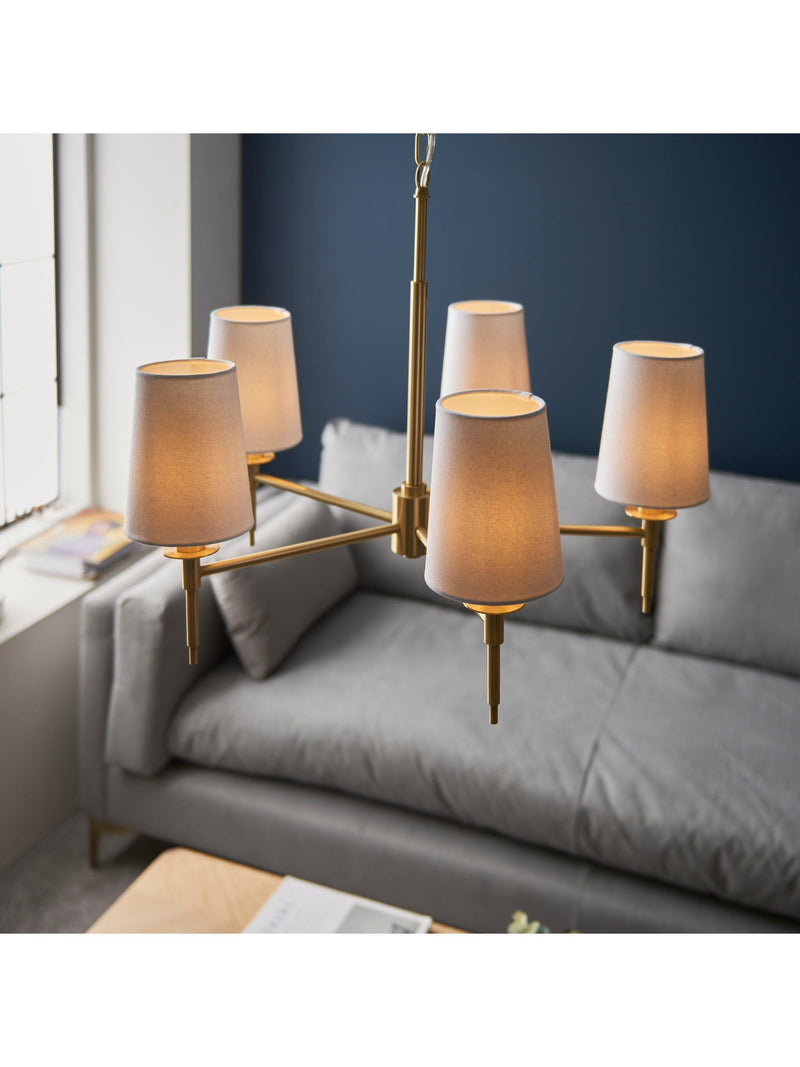 Bay Lighting Louis 5 arm ceiling light metallic brass, UK version
